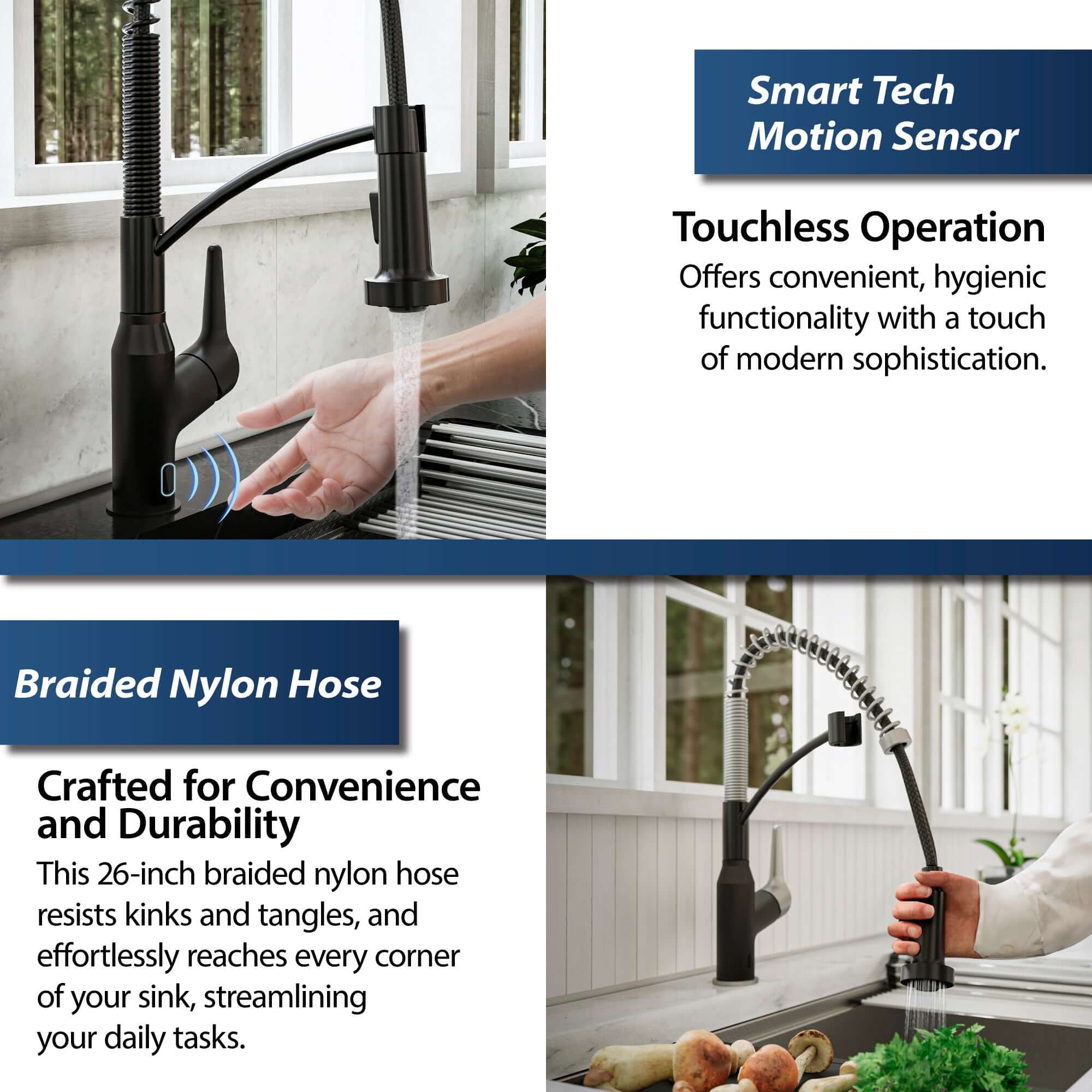Alternate Image for Karran Alston 1.8 GPM Single Lever Handle Lead-free Brass ADA Touchless Kitchen Faucet, Pull-Down, Matte Black, KKF215MB