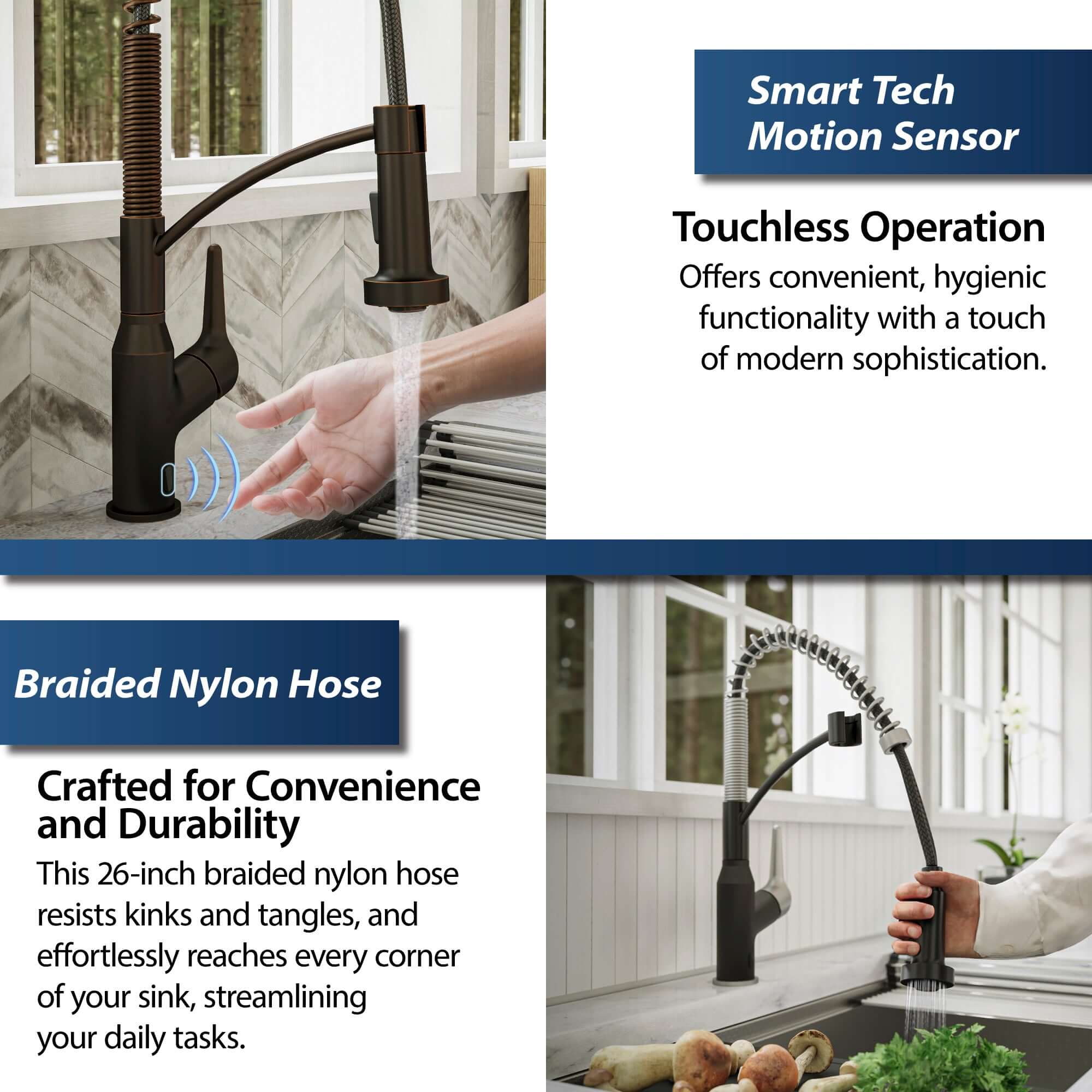 Alternate Image for Karran Alston 1.8 GPM Single Lever Handle Lead-free Brass ADA Touchless Kitchen Faucet, Pull-Down, Oil Rubbed Bronze, KKF215ORB