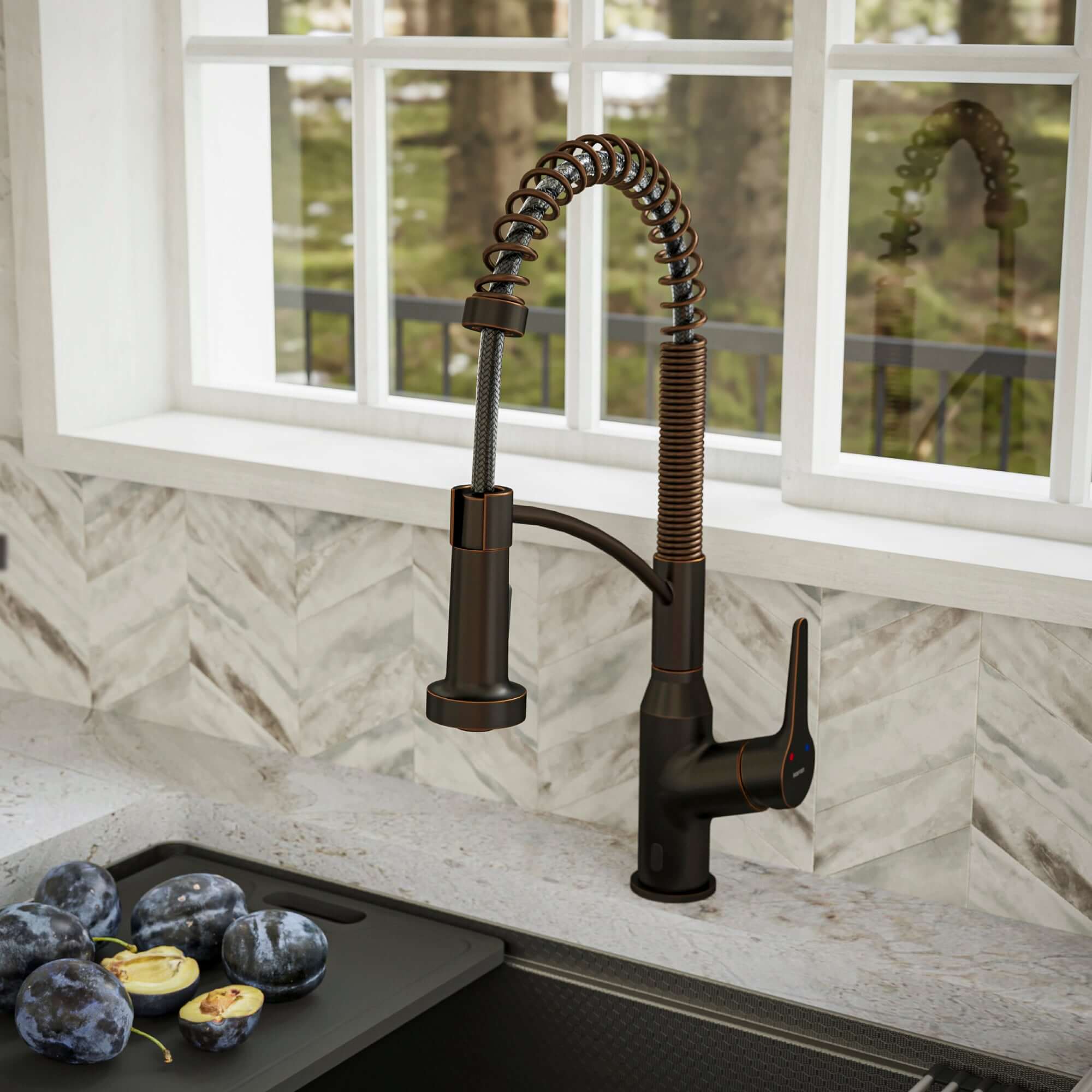 Alternate Image for Karran Alston 1.8 GPM Single Lever Handle Lead-free Brass ADA Touchless Kitchen Faucet, Pull-Down, Oil Rubbed Bronze, KKF215ORB