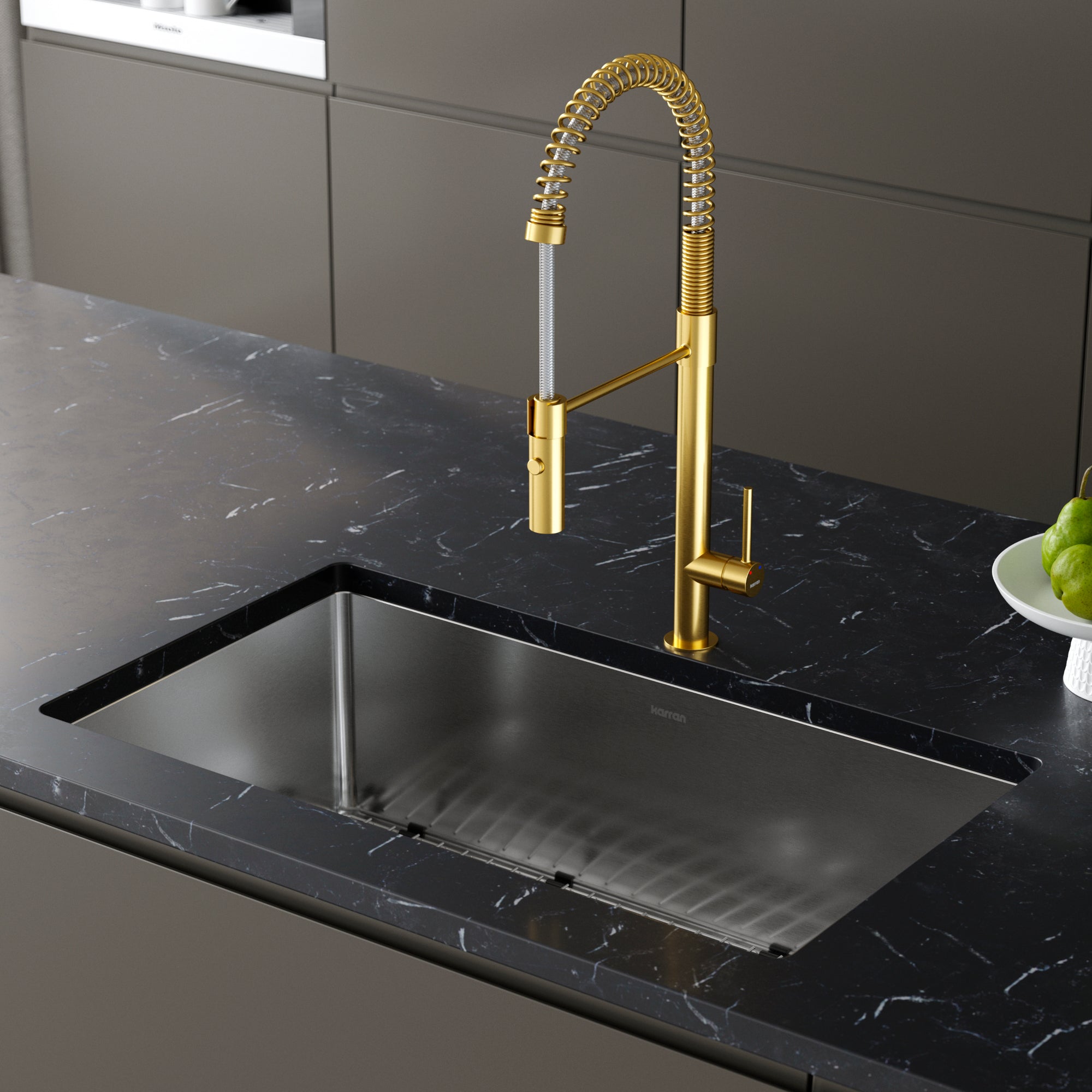 Alternate Image for Karran Bluffton 1.8 GPM Single Lever Handle Lead-free Brass ADA Kitchen Faucet, Pull-Down Kitchen, Brushed Gold, KKF220BG