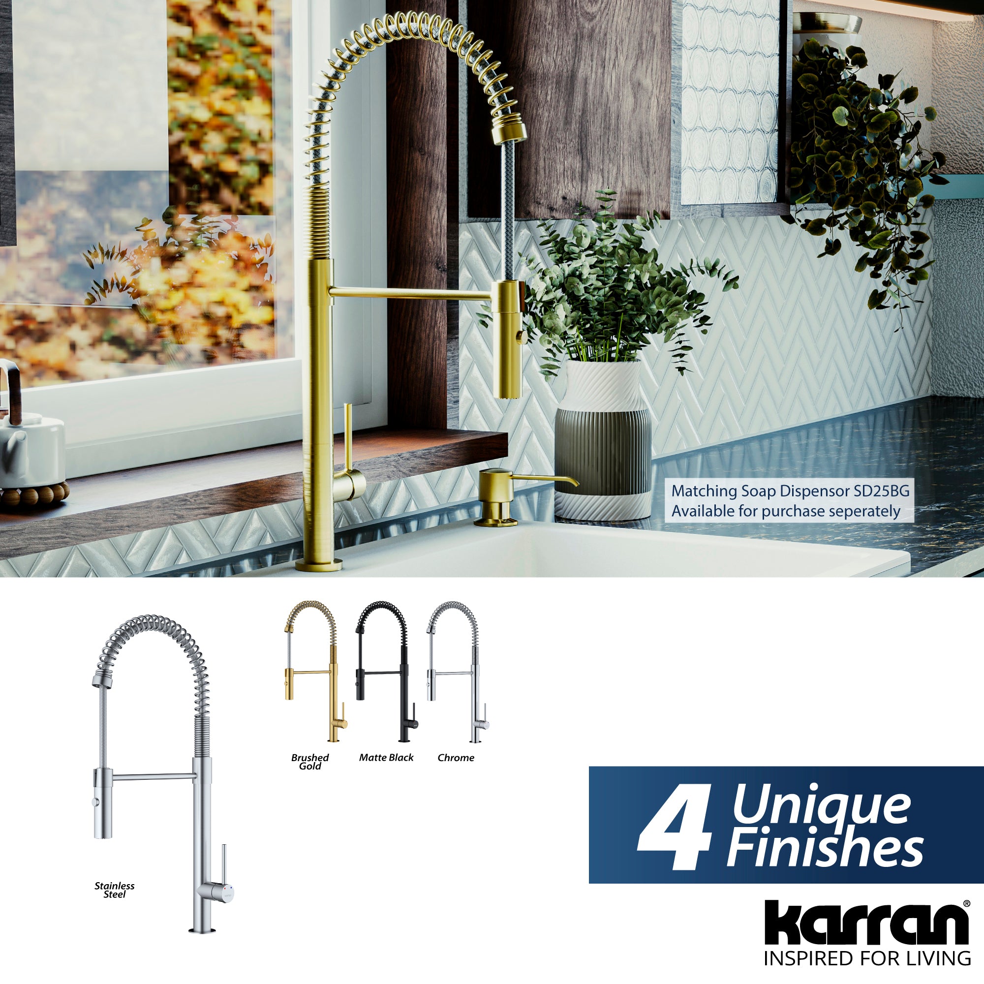 Alternate Image for Karran Bluffton 1.8 GPM Single Lever Handle Lead-free Brass ADA Kitchen Faucet, Pull-Down Kitchen, Brushed Gold, KKF220BG