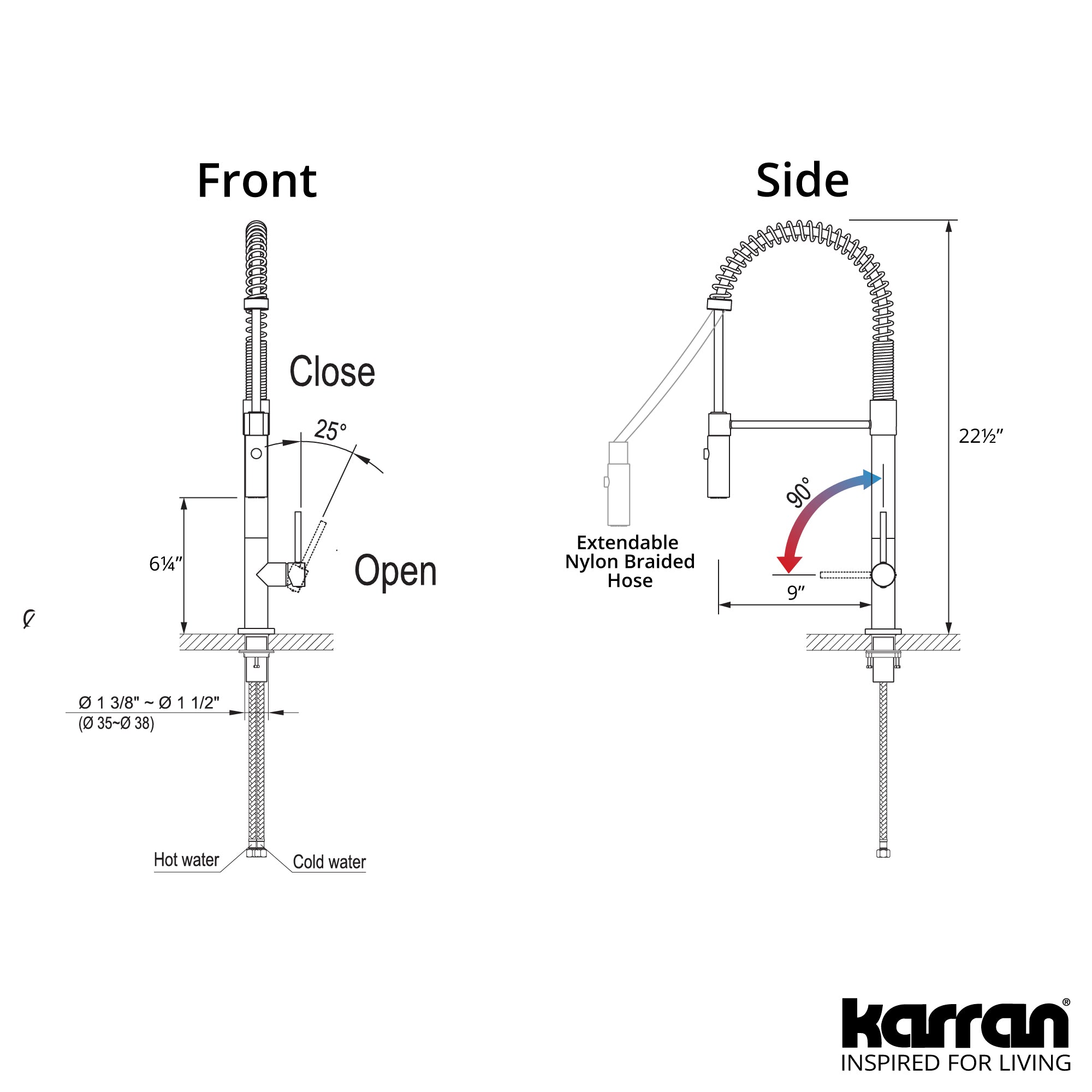 Alternate Image for Karran Bluffton 1.8 GPM Single Lever Handle Lead-free Brass ADA Kitchen Faucet, Pull-Down Kitchen, Brushed Gold, KKF220BG