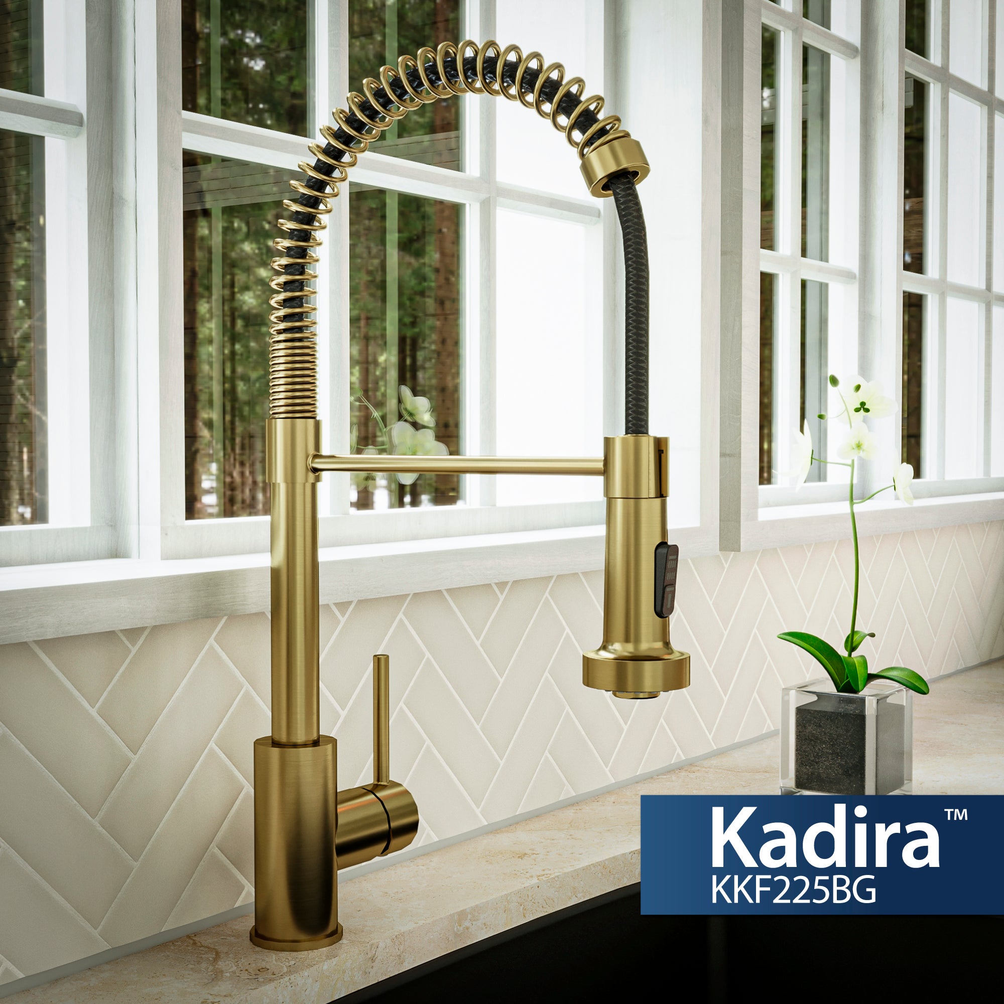 Alternate Image for Karran Kadira 1.8 GPM Single Lever Handle Lead-free Brass ADA Kitchen Faucet, Pull-Down, Brushed Gold, KKF225BG