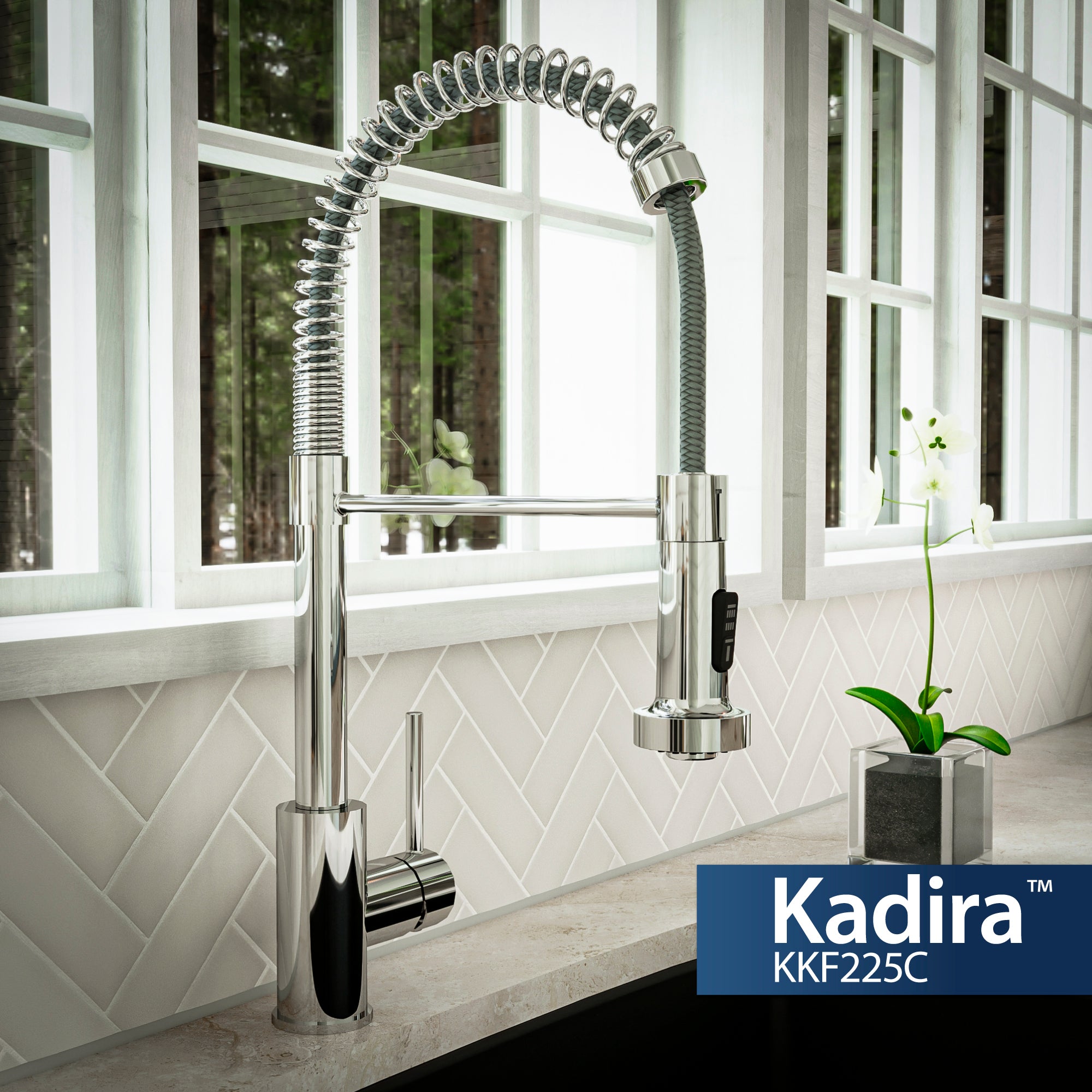 Karran Kadira 1.8 GPM Single Lever Handle Lead-free Brass ADA Kitchen Faucet, Pull-Down, Chrome, KKF225C