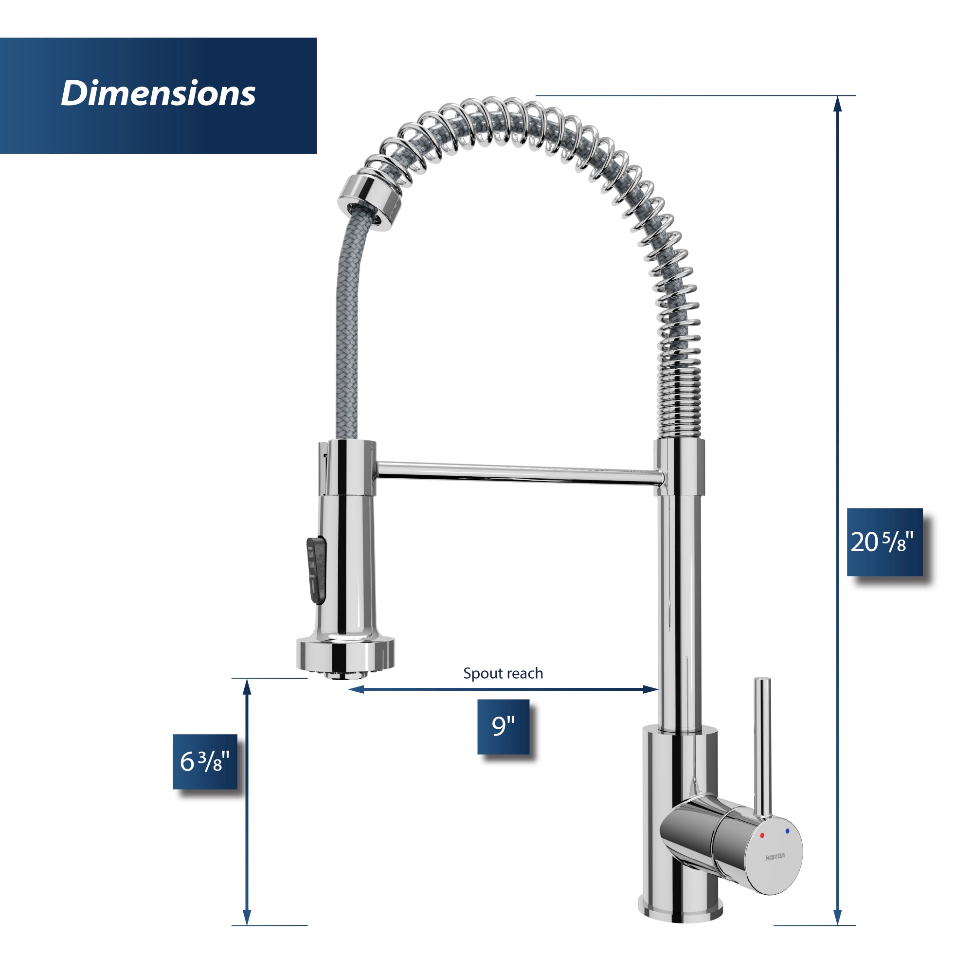 Alternate Image for Karran Kadira 1.8 GPM Single Lever Handle Lead-free Brass ADA Kitchen Faucet, Pull-Down, Chrome, KKF225C