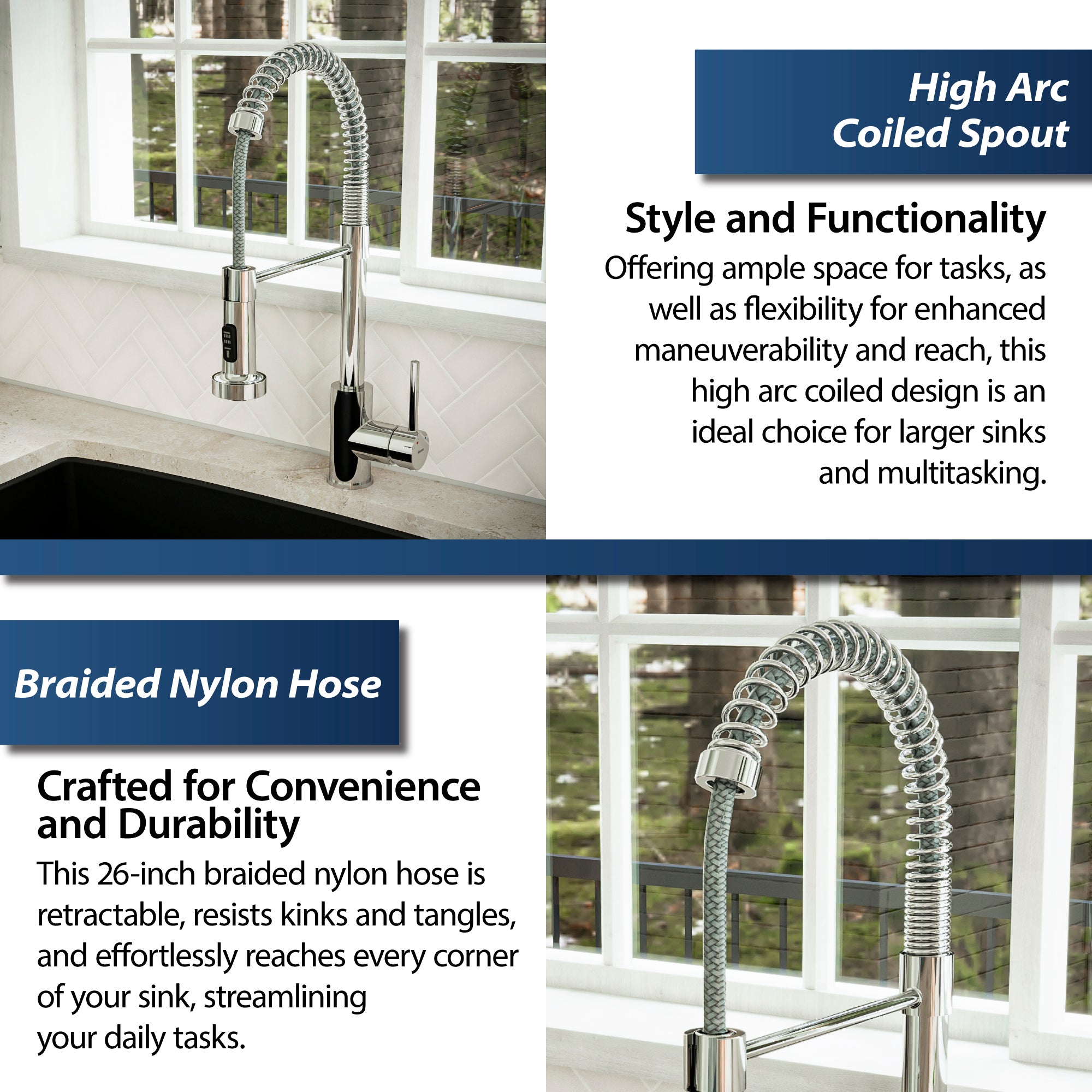 Alternate Image for Karran Kadira 1.8 GPM Single Lever Handle Lead-free Brass ADA Kitchen Faucet, Pull-Down, Chrome, KKF225C