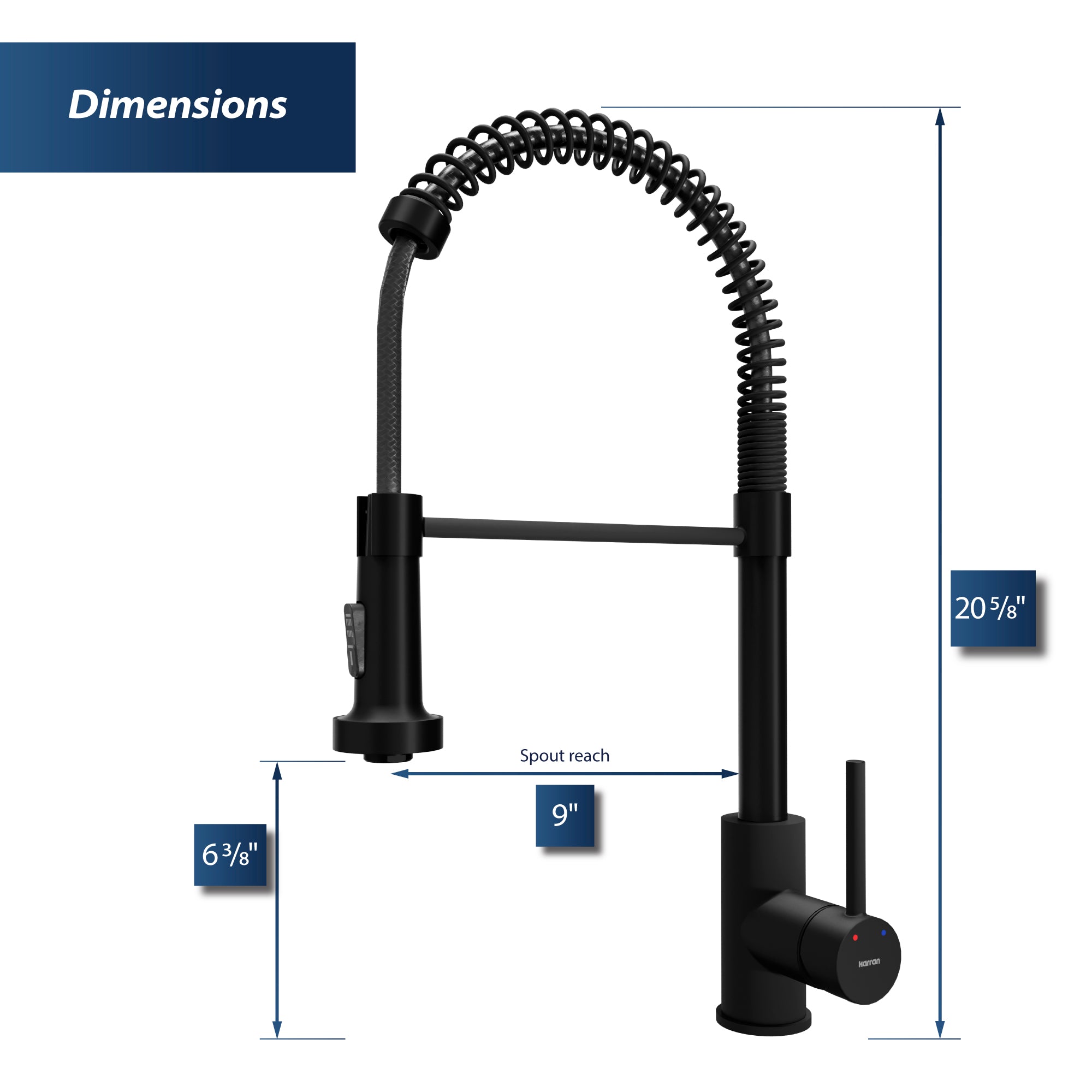 Alternate Image for Karran Kadira 1.8 GPM Single Lever Handle Lead-free Brass ADA Kitchen Faucet, Pull-Down, Matte Black, KKF225MB