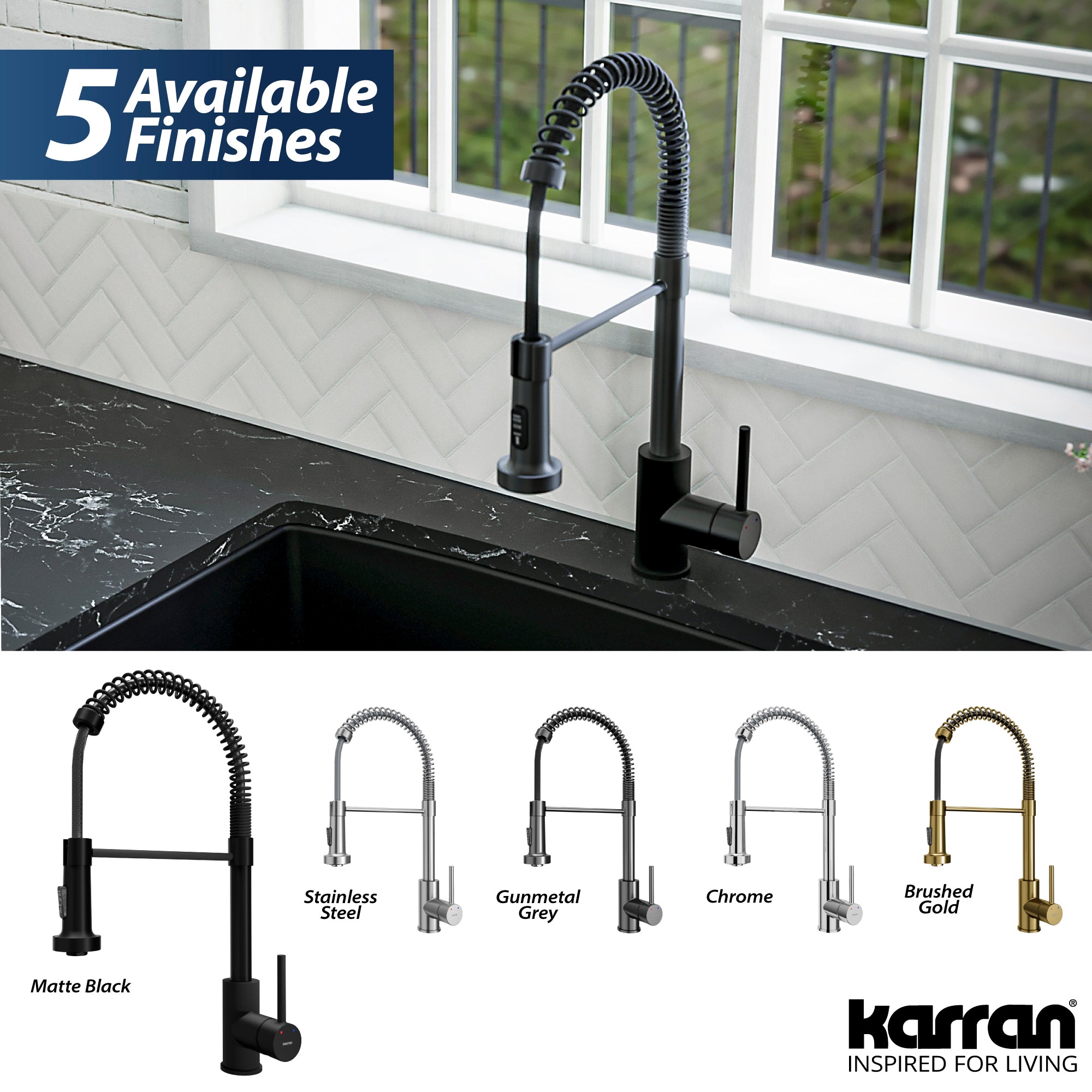 Alternate Image for Karran Kadira 1.8 GPM Single Lever Handle Lead-free Brass ADA Kitchen Faucet, Pull-Down, Matte Black, KKF225MB