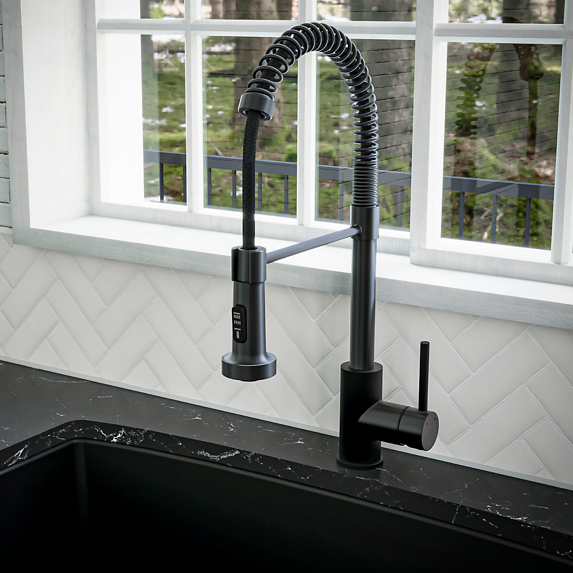 Alternate Image for Karran Kadira 1.8 GPM Single Lever Handle Lead-free Brass ADA Kitchen Faucet, Pull-Down, Matte Black, KKF225MB