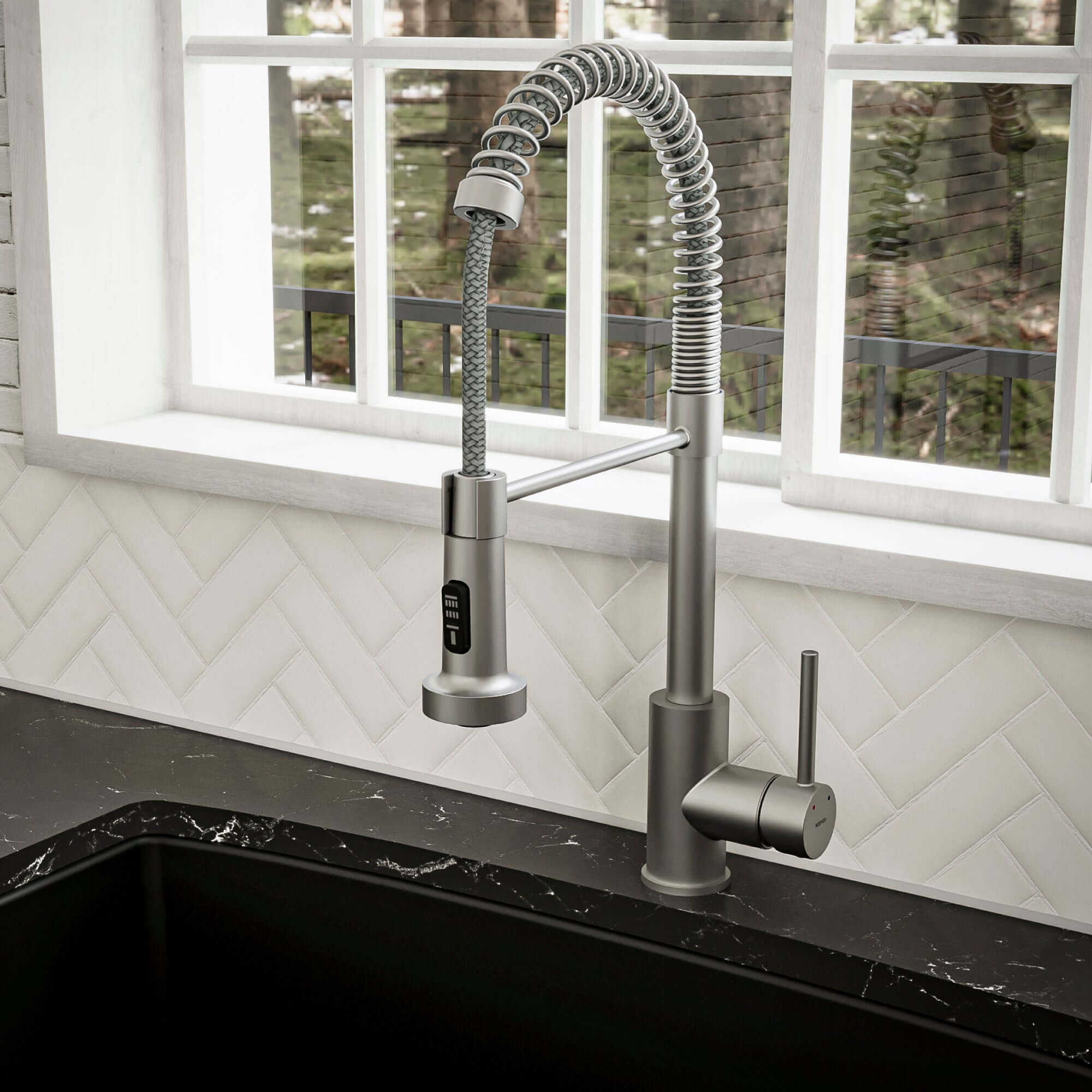 Alternate Image for Karran Kadira 1.8 GPM Single Lever Handle Lead-free Brass ADA Kitchen Faucet, Pull-Down, Stainless Steel, KKF225SS