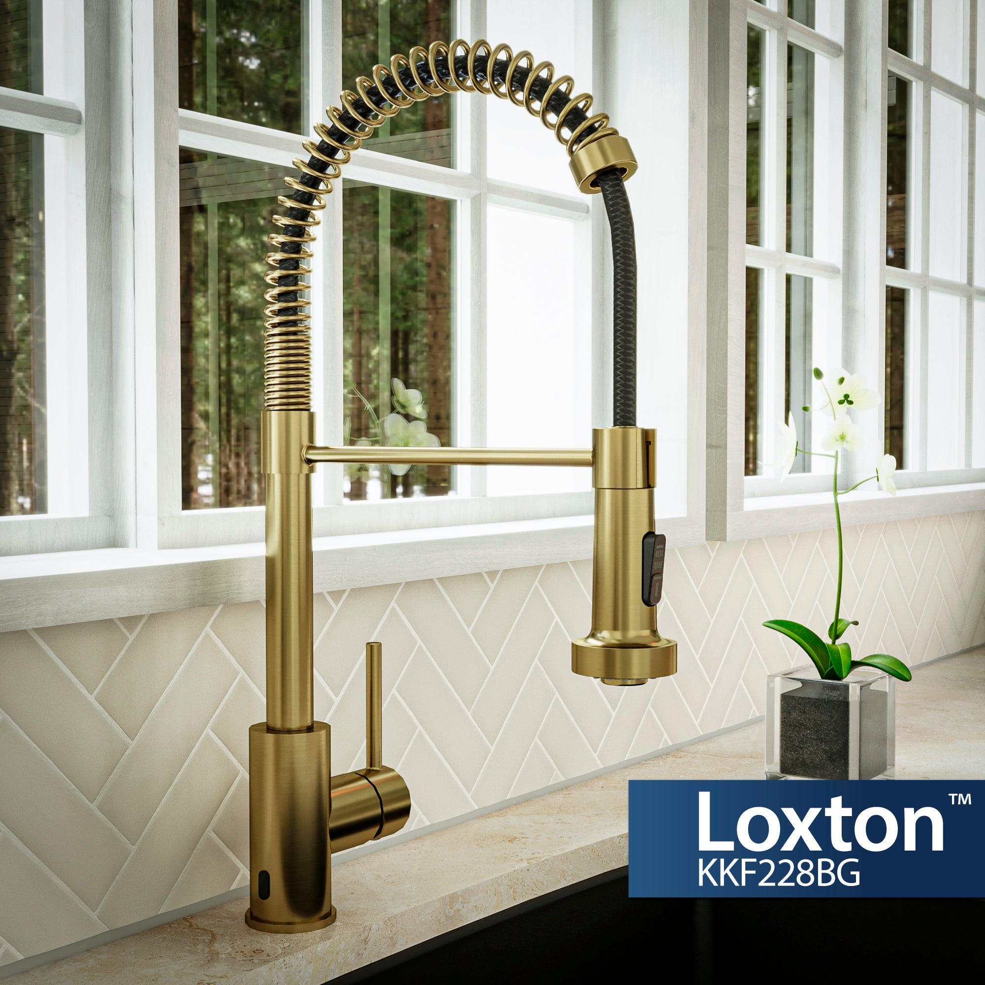 Alternate Image for Karran Loxton 1.8 GPM Single Lever Handle Lead-free Brass ADA Touchless Kitchen Faucet, Pull-Down, Brushed Gold, KKF228BG