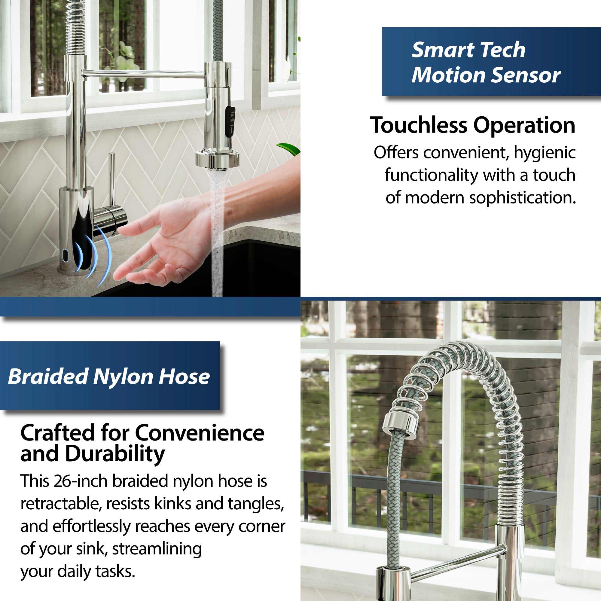 Alternate Image for Karran Loxton 1.8 GPM Single Lever Handle Lead-free Brass ADA Touchless Kitchen Faucet, Pull-Down, Chrome, KKF228C