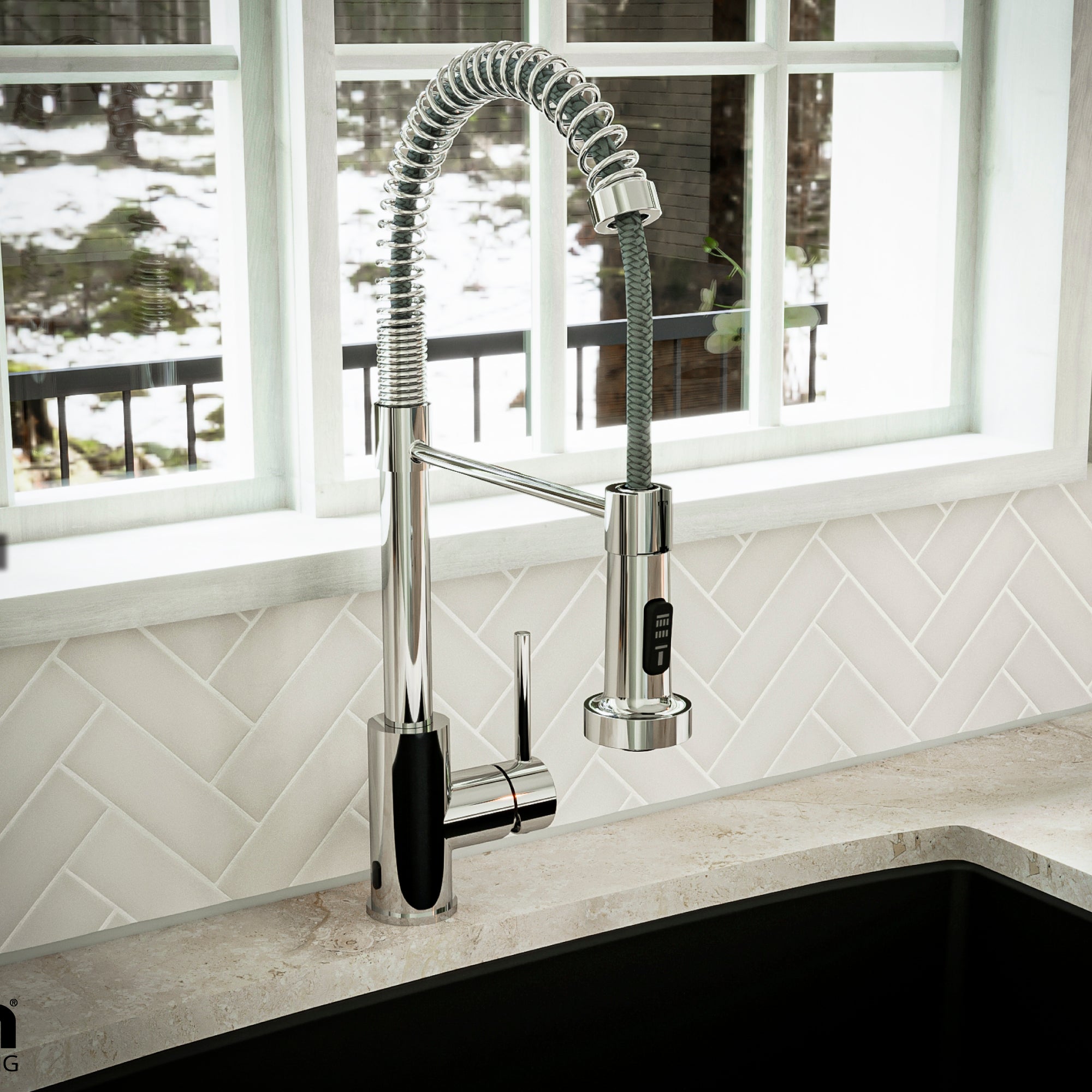 Alternate Image for Karran Loxton 1.8 GPM Single Lever Handle Lead-free Brass ADA Touchless Kitchen Faucet, Pull-Down, Chrome, KKF228C