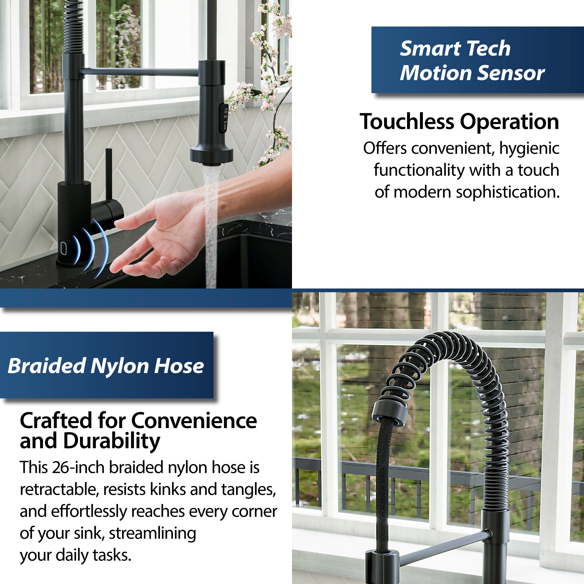 Alternate Image for Karran Loxton 1.8 GPM Single Lever Handle Lead-free Brass ADA Touchless Kitchen Faucet, Pull-Down, Matte Black, KKF228MB