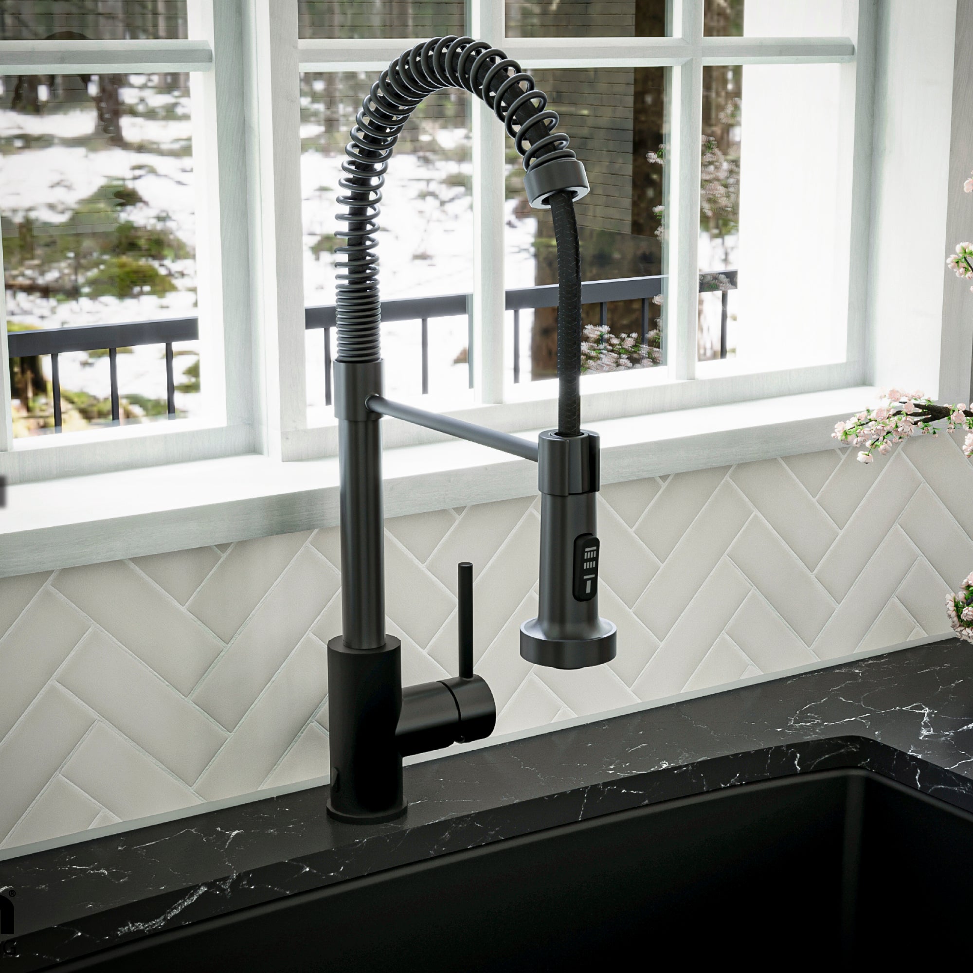 Alternate Image for Karran Loxton 1.8 GPM Single Lever Handle Lead-free Brass ADA Touchless Kitchen Faucet, Pull-Down, Matte Black, KKF228MB