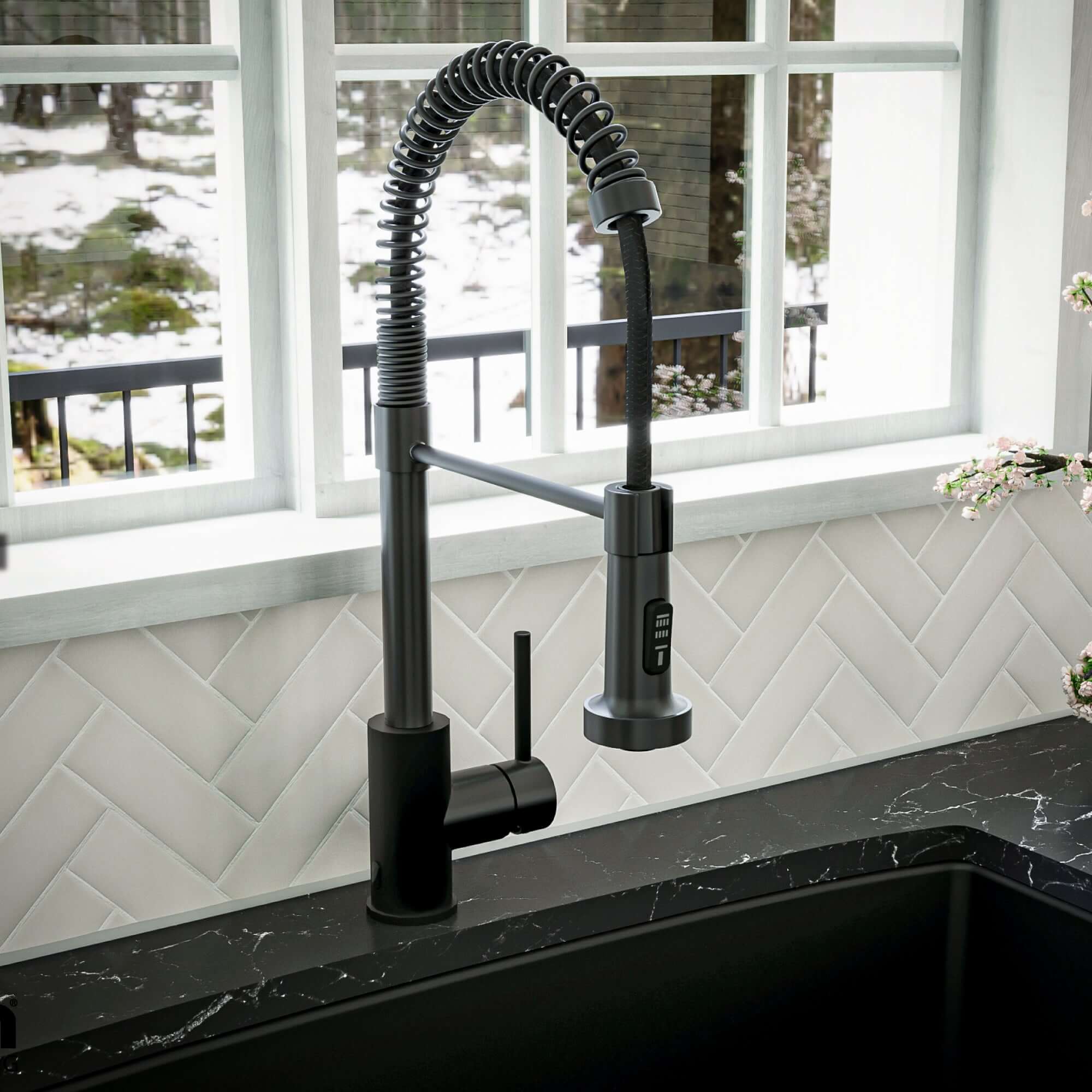 Alternate Image for Karran Loxton 1.8 GPM Single Lever Handle Lead-free Brass ADA Touchless Kitchen Faucet, Pull-Down, Matte Black, KKF228MB
