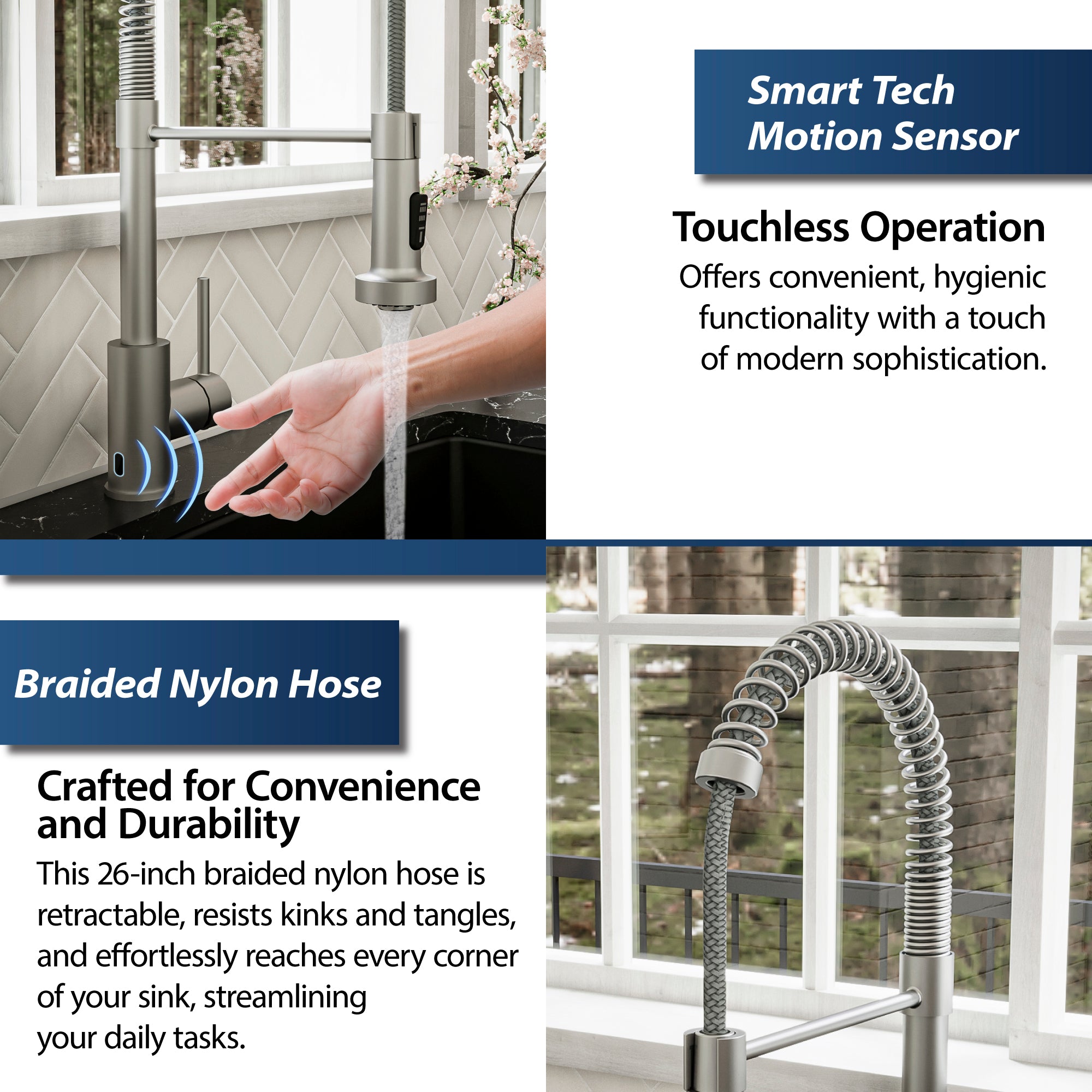 Alternate Image for Karran Loxton 1.8 GPM Single Lever Handle Lead-free Brass ADA Touchless Kitchen Faucet, Pull-Down, Stainless Steel, KKF228SS