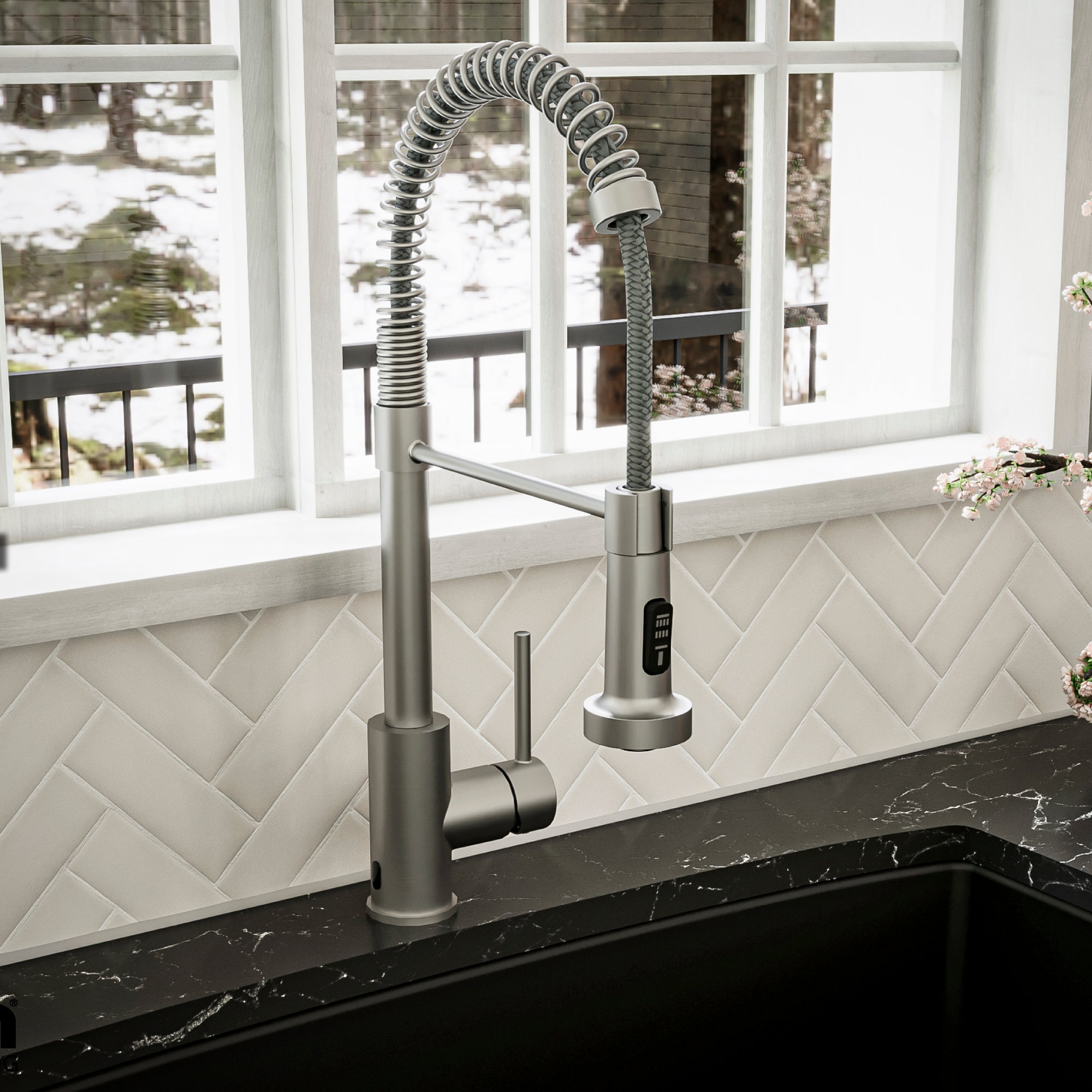 Alternate Image for Karran Loxton 1.8 GPM Single Lever Handle Lead-free Brass ADA Touchless Kitchen Faucet, Pull-Down, Stainless Steel, KKF228SS