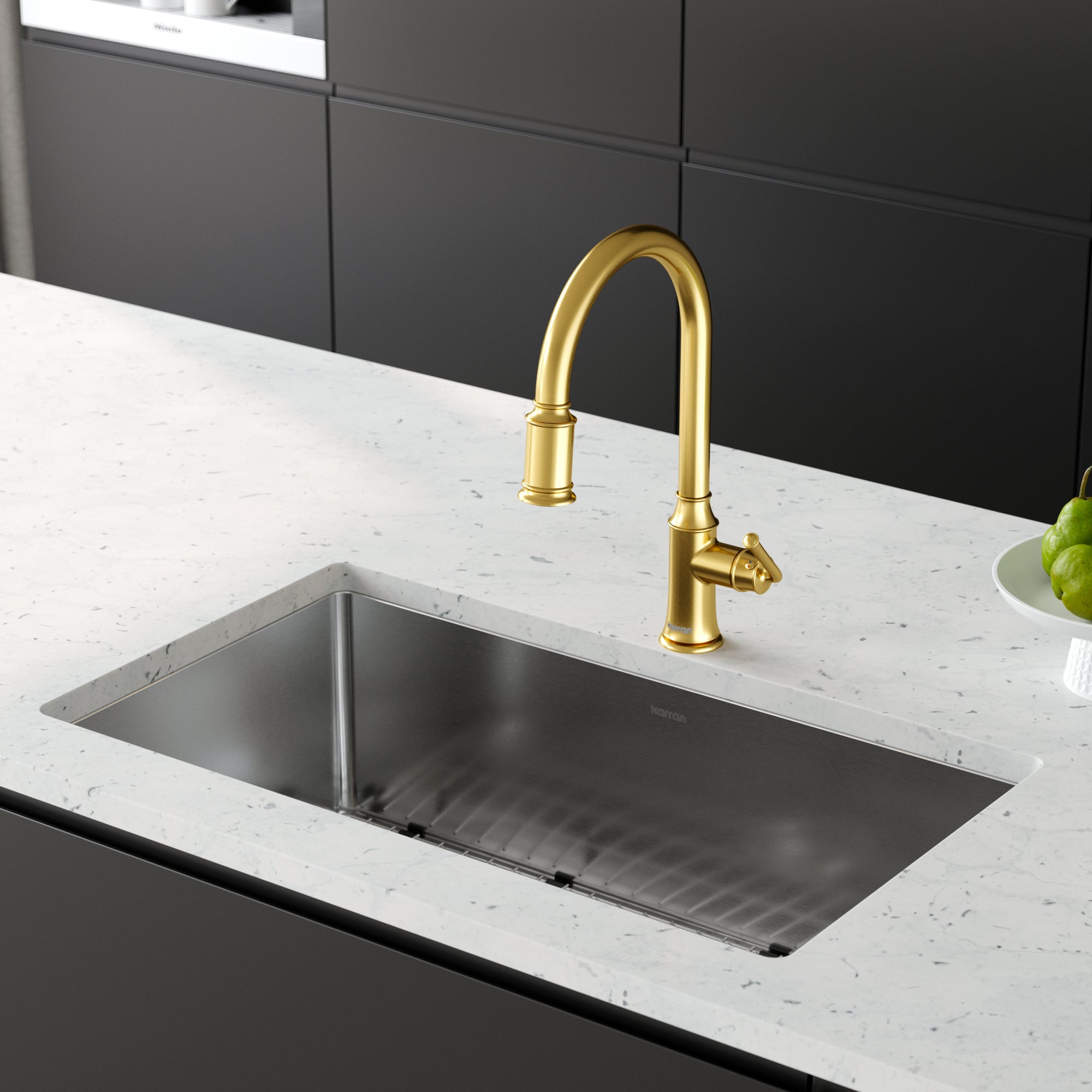 Alternate Image for Karran Auburn 1.8 GPM Single Lever Handle Lead-free Brass ADA Kitchen Faucet, Pull-Down Kitchen, Brushed Gold, KKF310BG