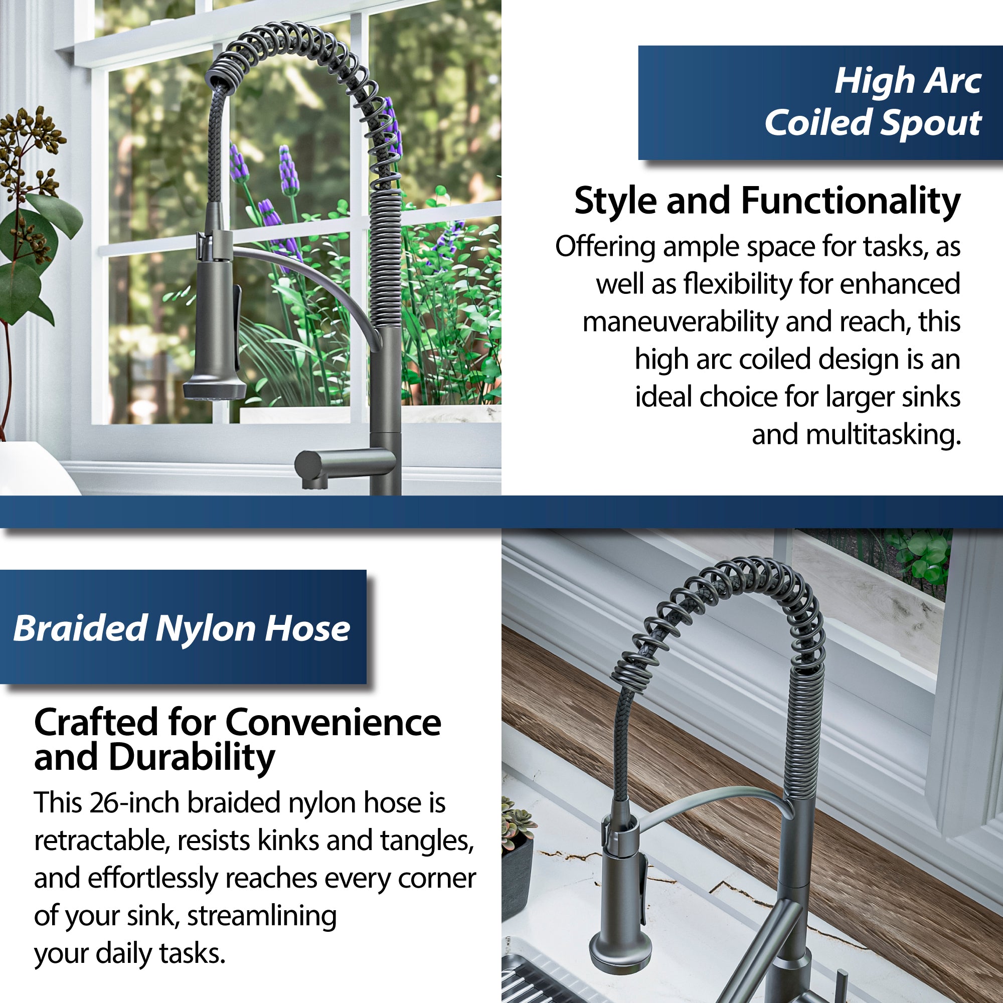 Alternate Image for Karran Adlington 1.8 GPM Single Lever Handle Lead-free Brass ADA Kitchen Faucet, Pull-Down, Gunmetal Grey, KKF360GG