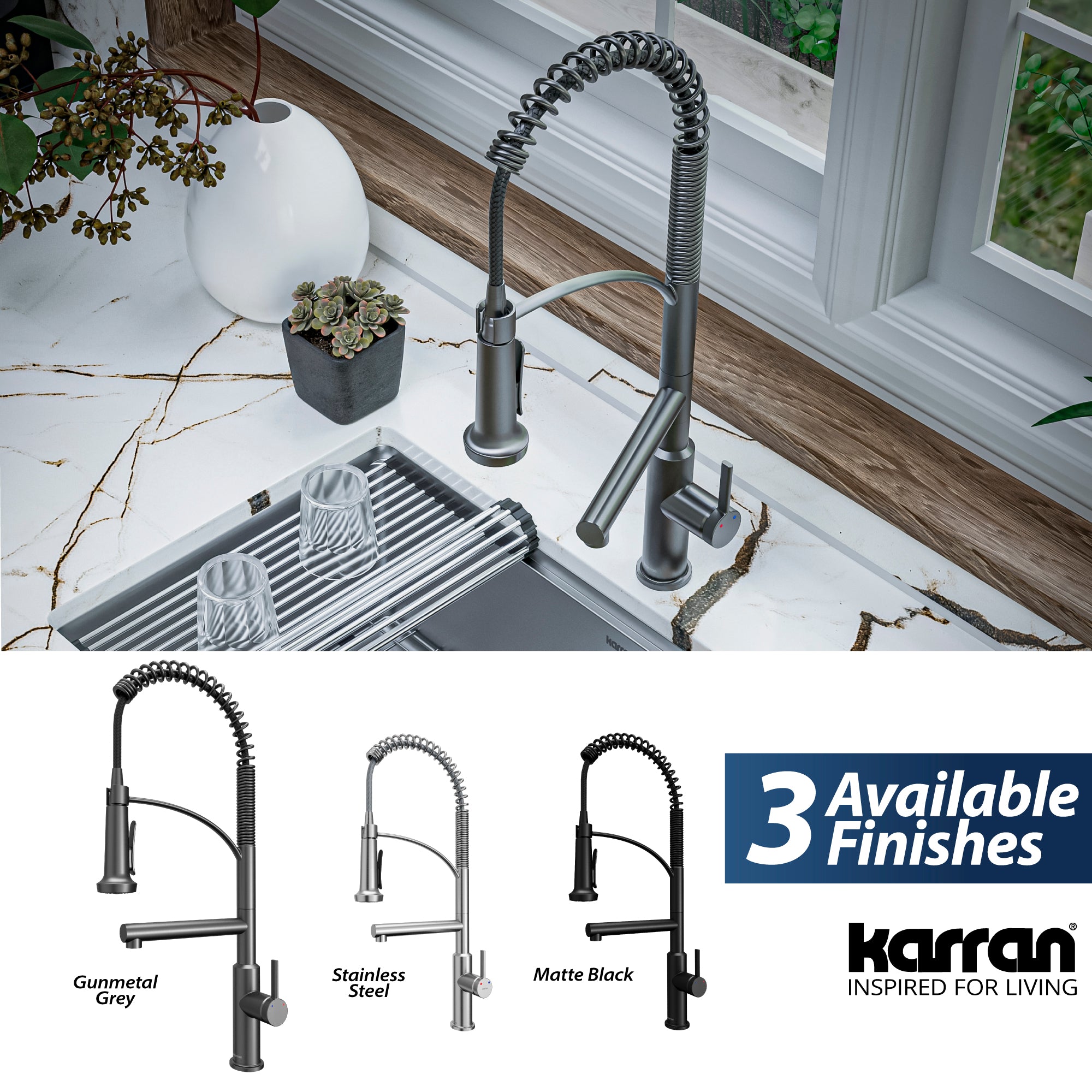 Alternate Image for Karran Adlington 1.8 GPM Single Lever Handle Lead-free Brass ADA Kitchen Faucet, Pull-Down, Gunmetal Grey, KKF360GG