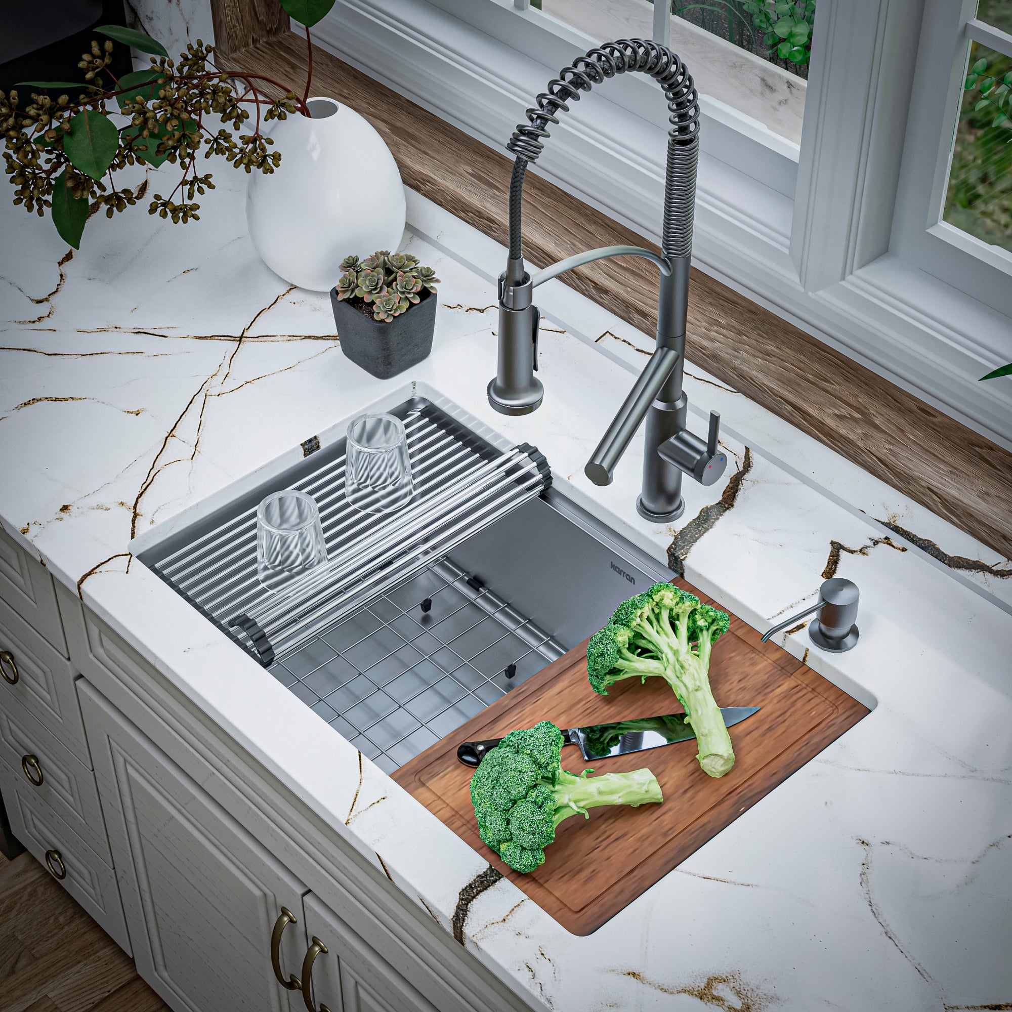 Alternate Image for Karran Adlington 1.8 GPM Single Lever Handle Lead-free Brass ADA Kitchen Faucet, Pull-Down, Gunmetal Grey, KKF360GG