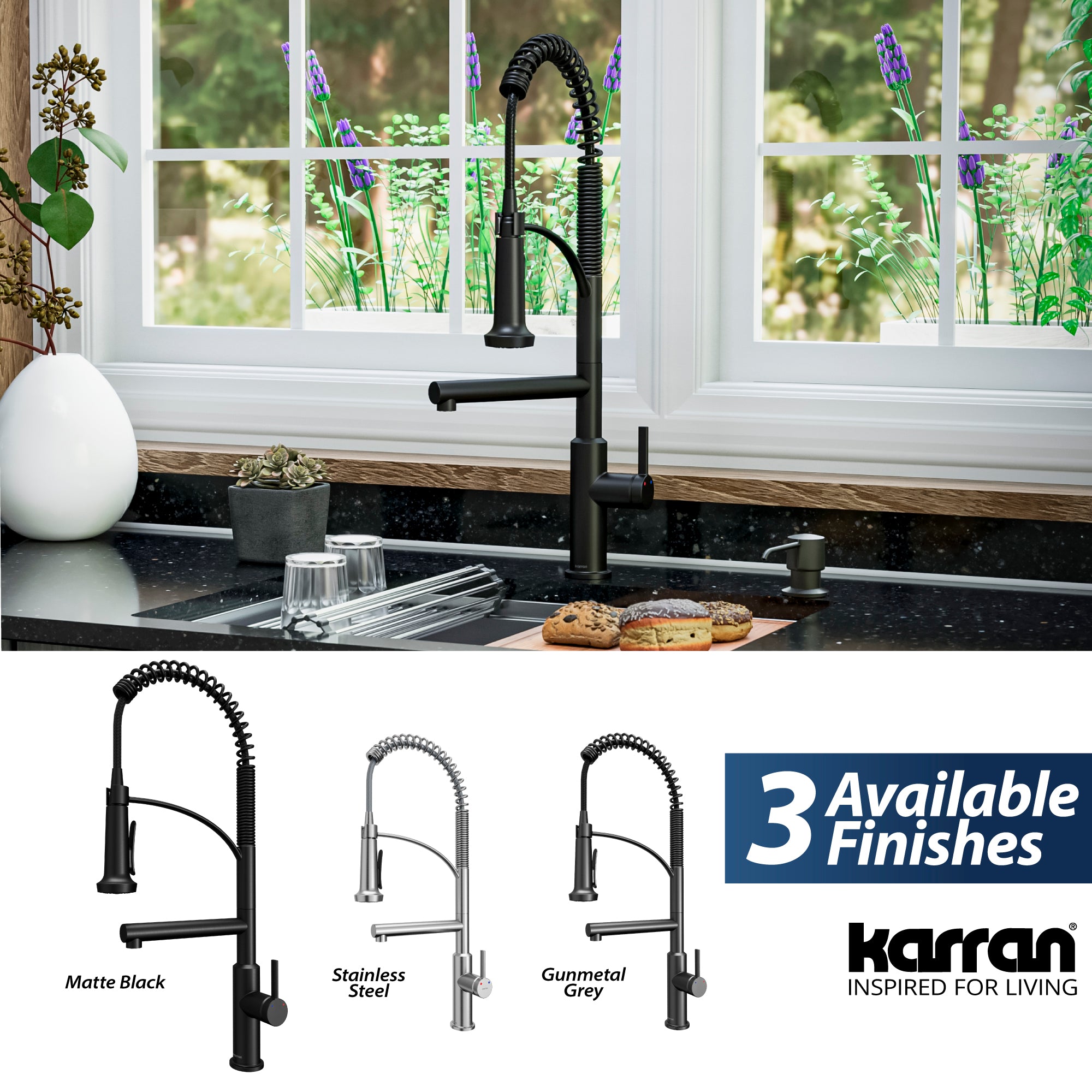 Alternate Image for Karran Adlington 1.8 GPM Single Lever Handle Lead-free Brass ADA Kitchen Faucet, Pull-Down, Matte Black, KKF360MB