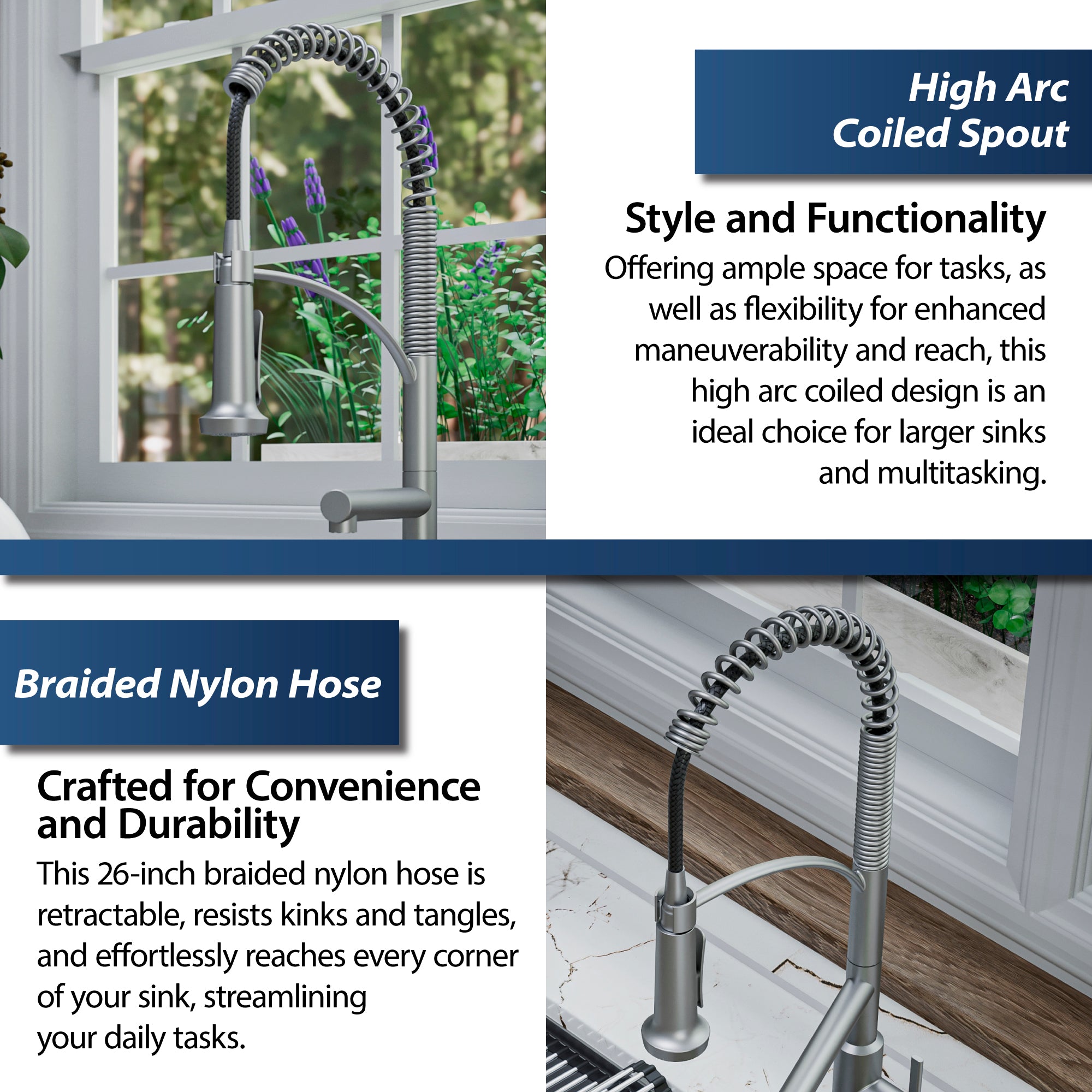 Alternate Image for Karran Adlington 1.8 GPM Single Lever Handle Lead-free Brass ADA Kitchen Faucet, Pull-Down, Stainless Steel, KKF360SS