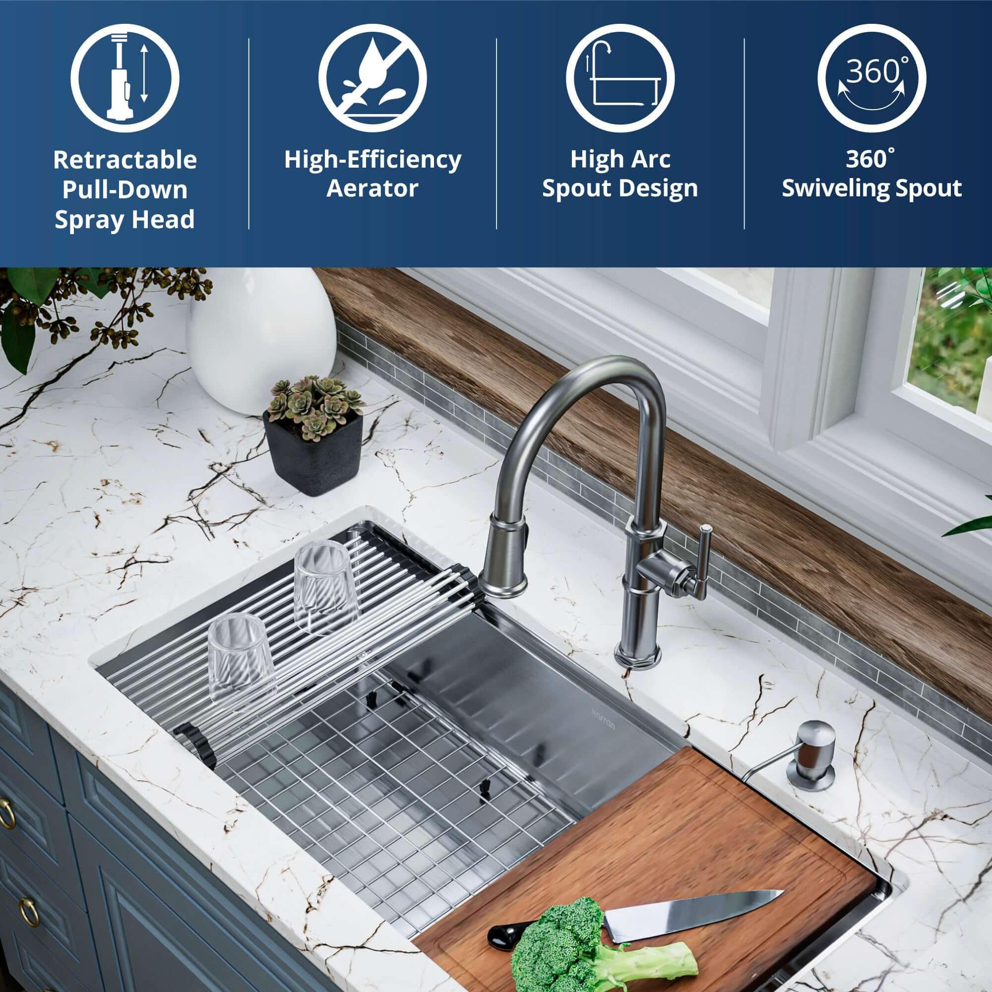 Alternate Image for Karran Brampton 1.8 GPM Single Lever Handle Lead-free Brass ADA Kitchen Faucet, Pull-Down, Gunmetal Grey, KKF365GG