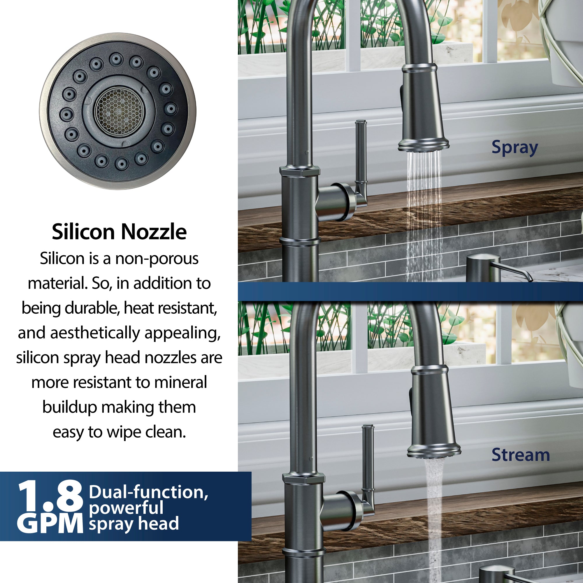 Alternate Image for Karran Brampton 1.8 GPM Single Lever Handle Lead-free Brass ADA Kitchen Faucet, Pull-Down, Gunmetal Grey, KKF365GG