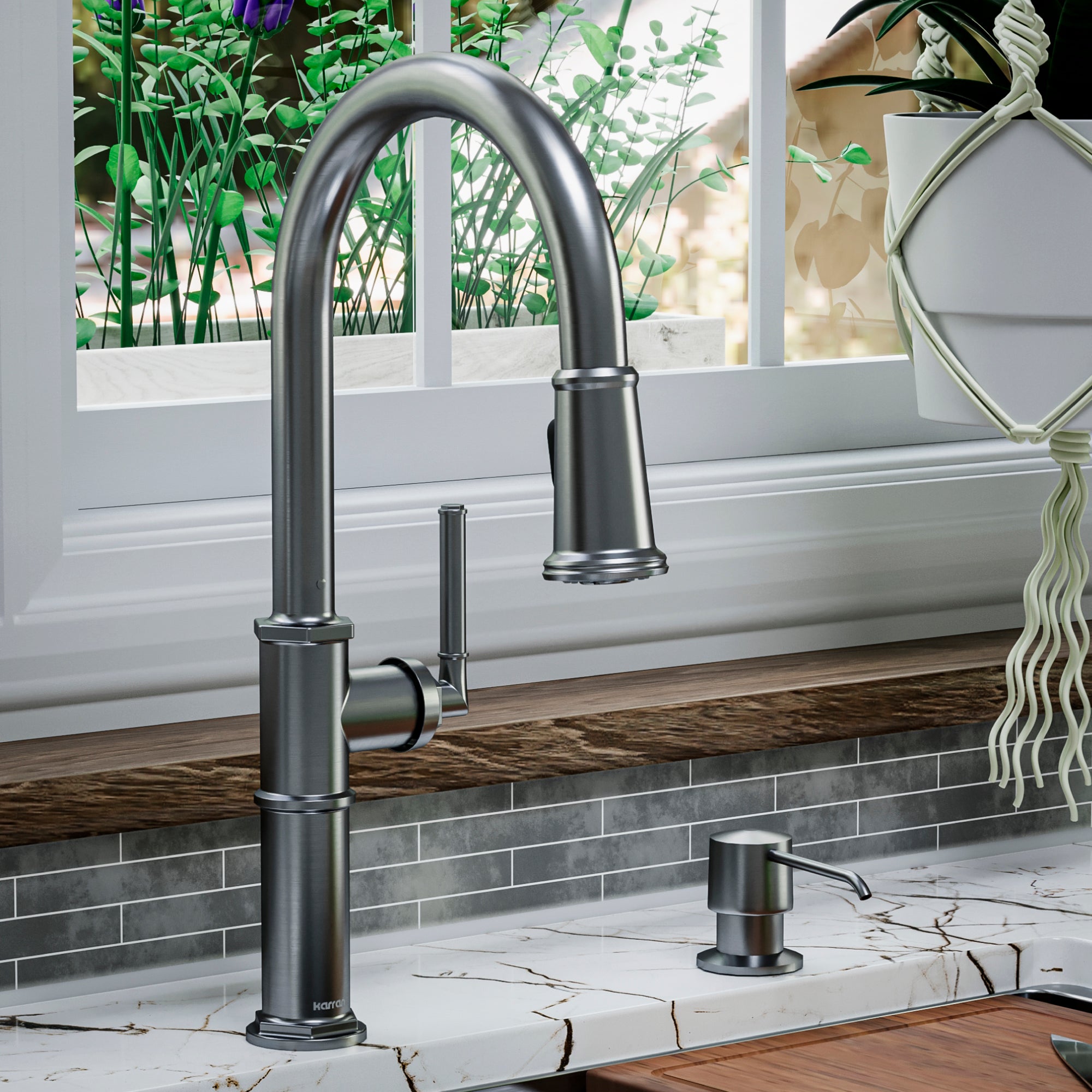 Alternate Image for Karran Brampton 1.8 GPM Single Lever Handle Lead-free Brass ADA Kitchen Faucet, Pull-Down, Gunmetal Grey, KKF365GG