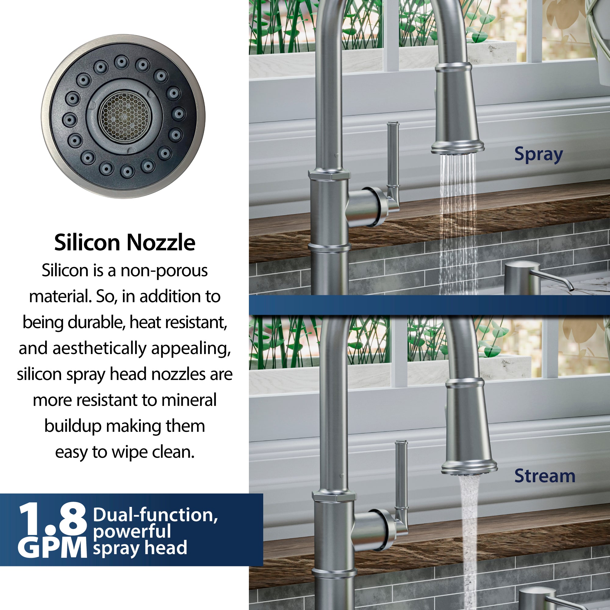 Alternate Image for Karran Brampton 1.8 GPM Single Lever Handle Lead-free Brass ADA Kitchen Faucet, Pull-Down, Stainless Steel, KKF365SS