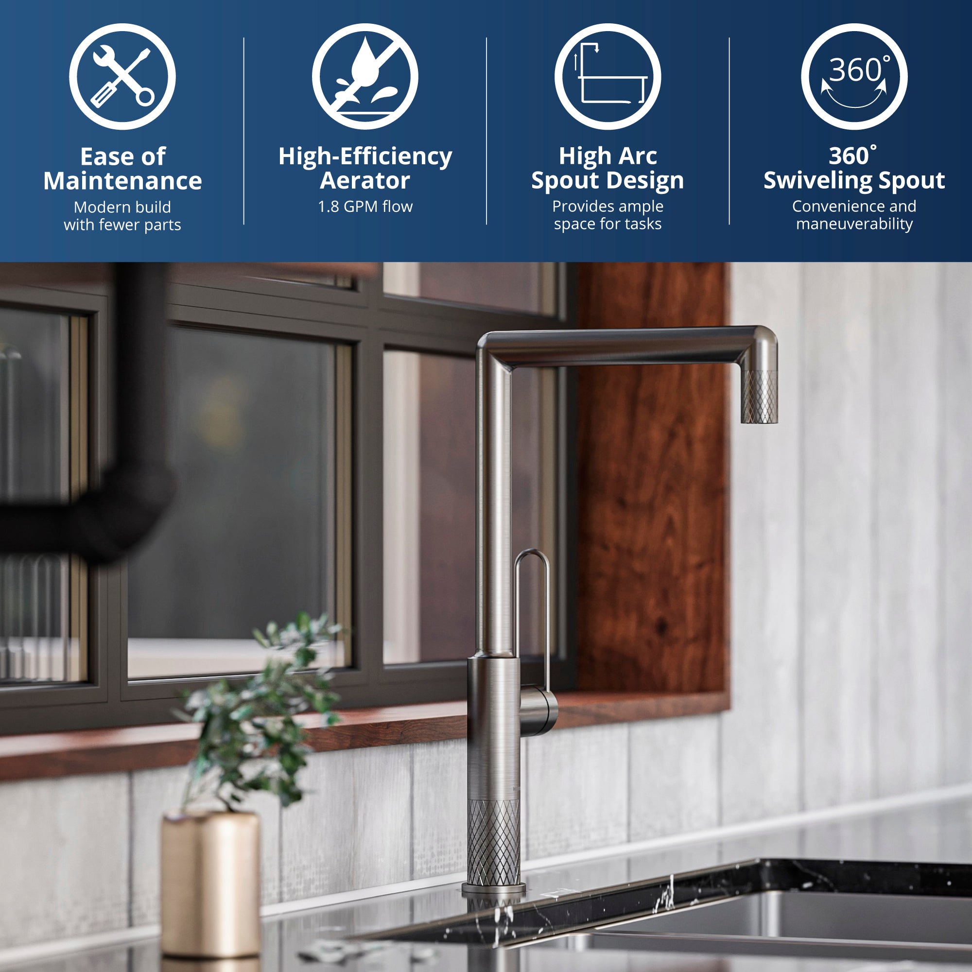 Alternate Image for Karran Sherman 1.8 GPM Single Lever Handle Lead-free Brass ADA Kitchen Faucet, Standard, Gunmetal Grey, KKF370GG