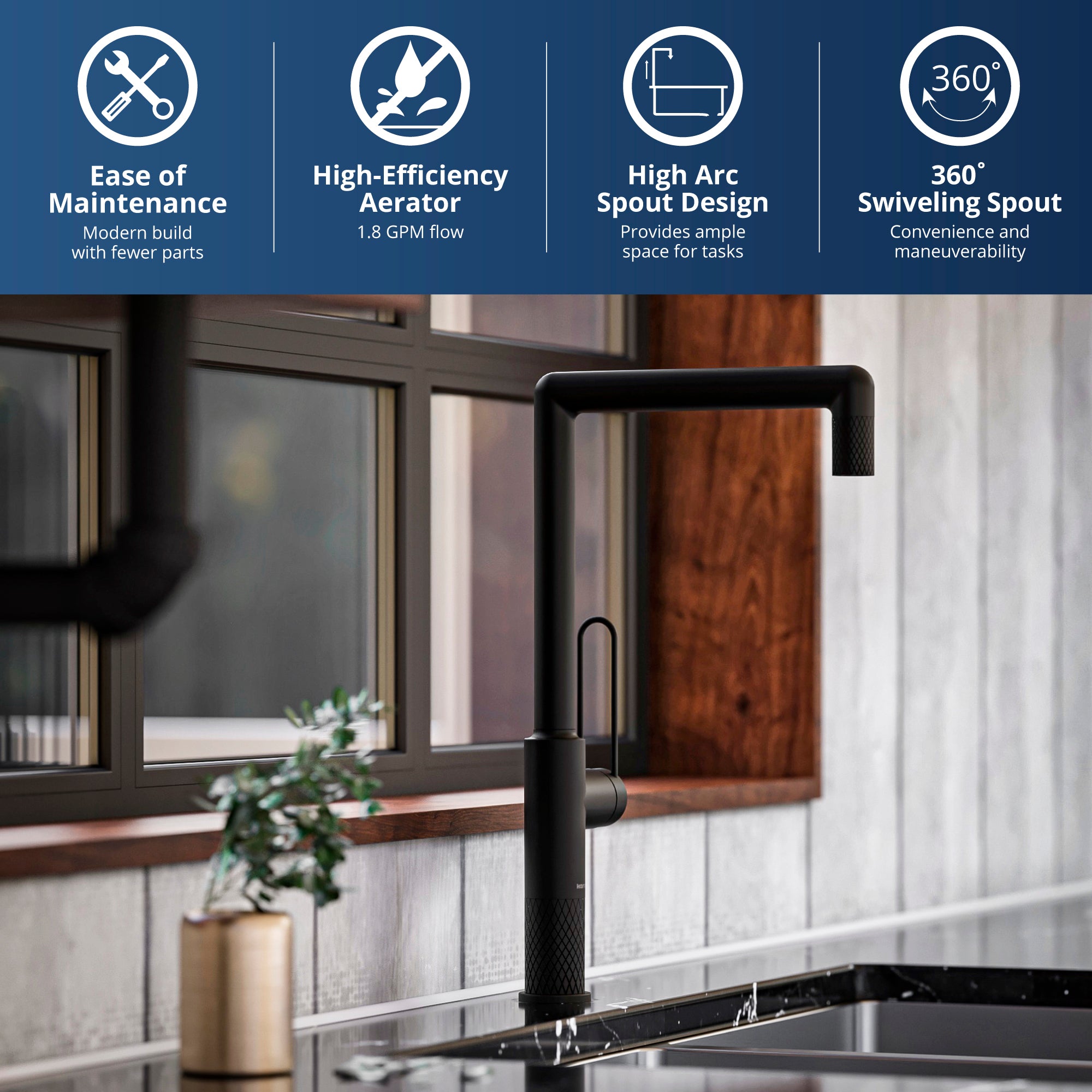 Alternate Image for Karran Sherman 1.8 GPM Single Lever Handle Lead-free Brass ADA Kitchen Faucet, Standard, Matte Black, KKF370MB
