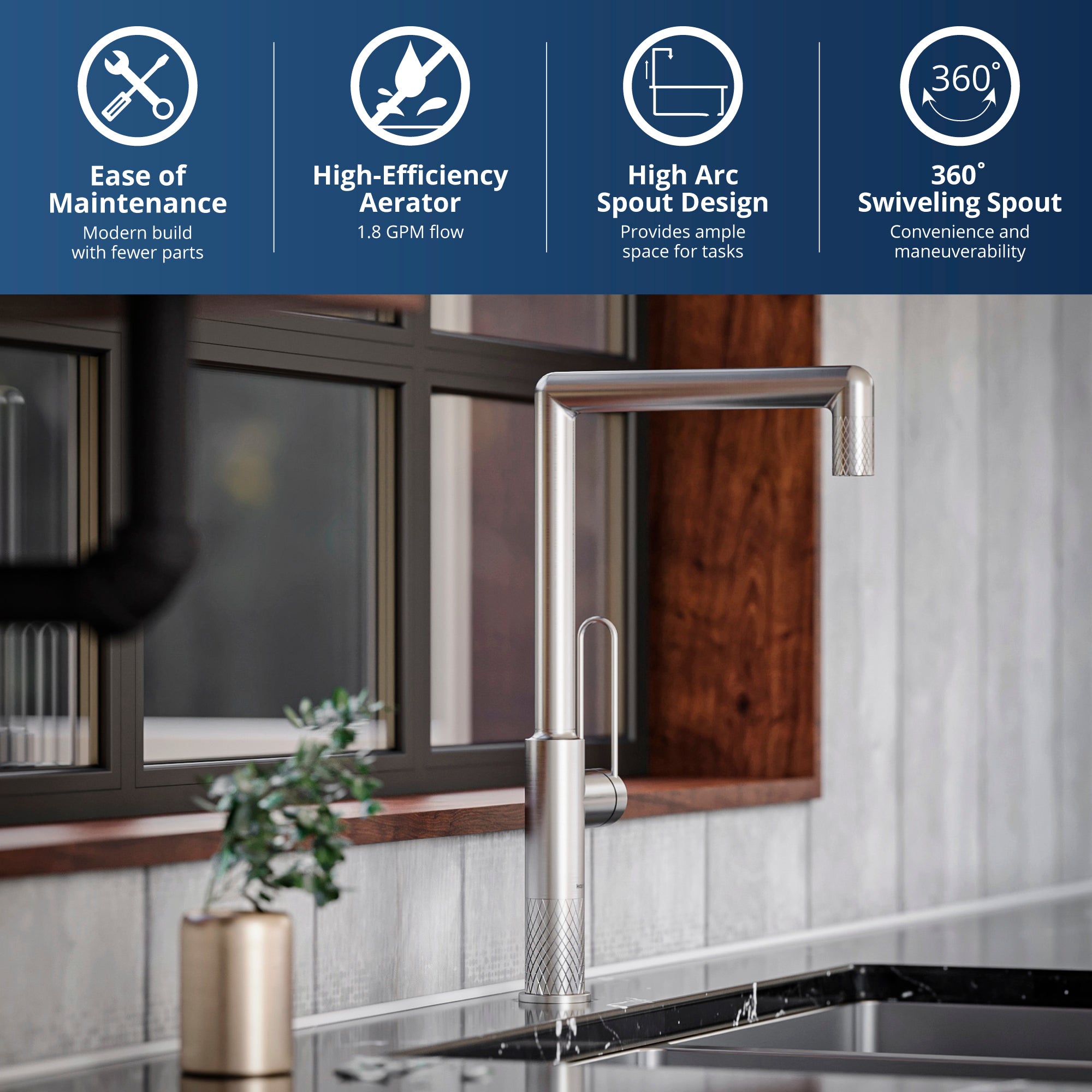 Alternate Image for Karran Sherman 1.8 GPM Single Lever Handle Lead-free Brass ADA Kitchen Faucet, Standard, Stainless Steel, KKF370SS