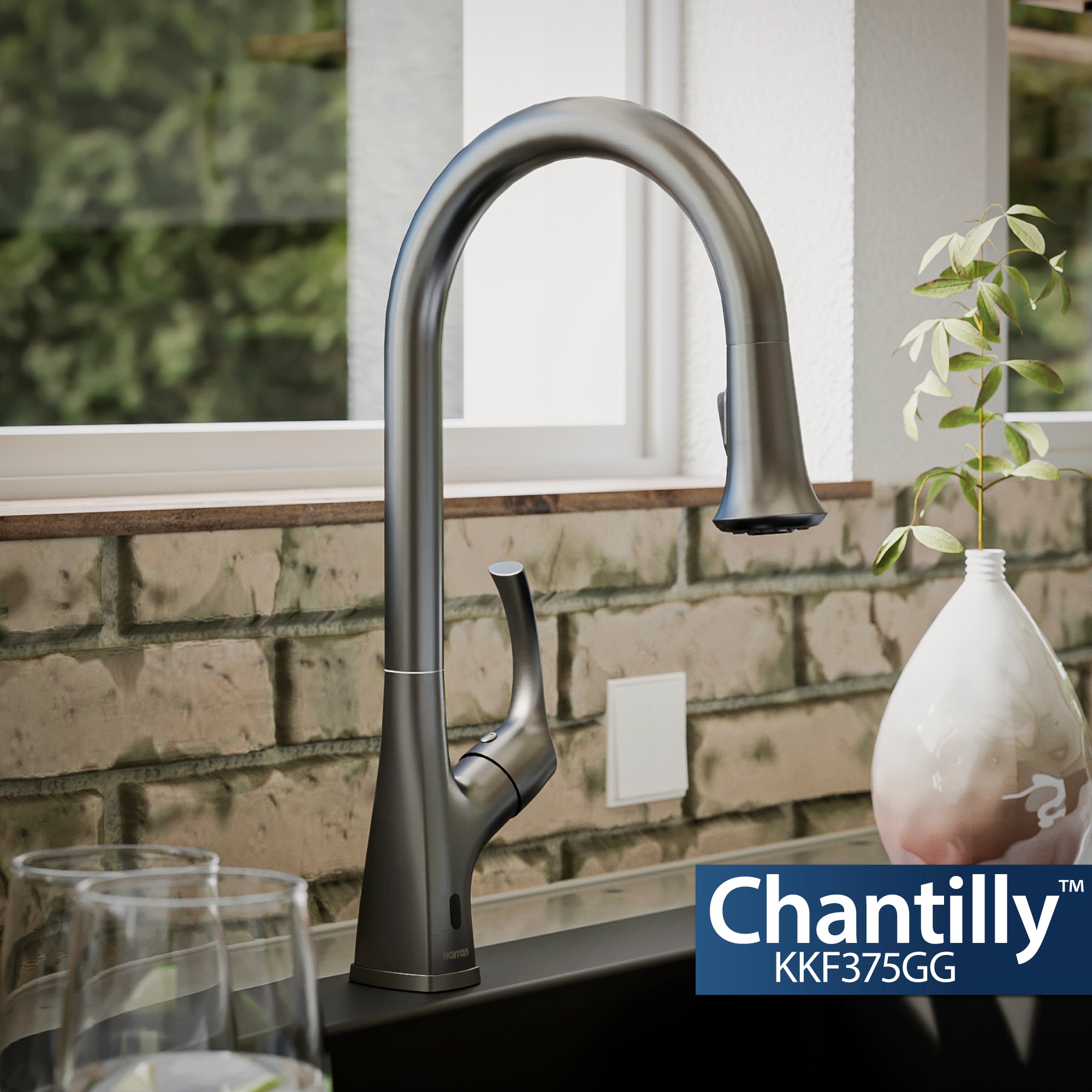 Alternate Image for Karran Chantilly 1.8 GPM Single Lever Handle Lead-free Brass ADA Touchless Kitchen Faucet, Pull-Down, Gunmetal Grey, KKF375GG