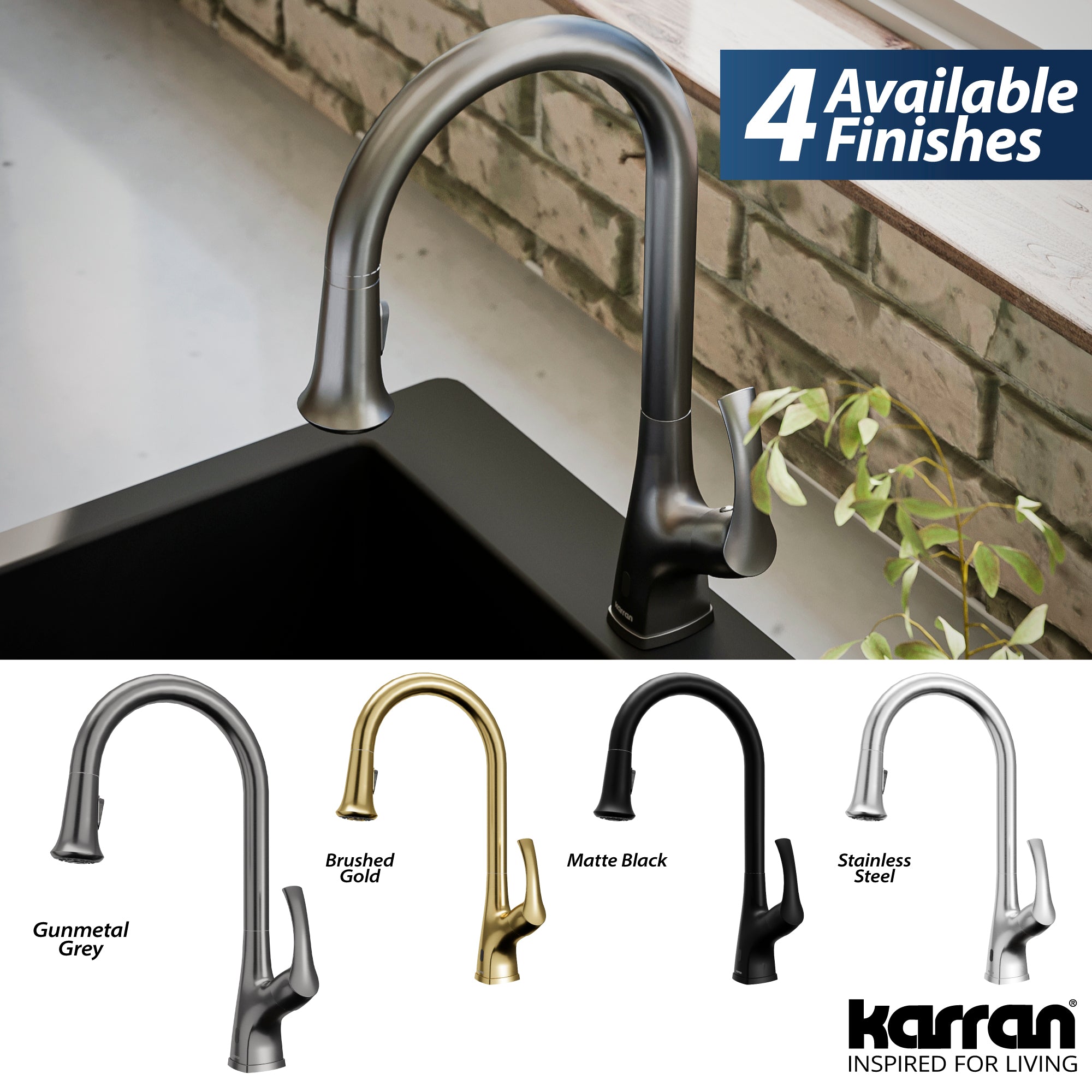 Alternate Image for Karran Chantilly 1.8 GPM Single Lever Handle Lead-free Brass ADA Touchless Kitchen Faucet, Pull-Down, Gunmetal Grey, KKF375GG