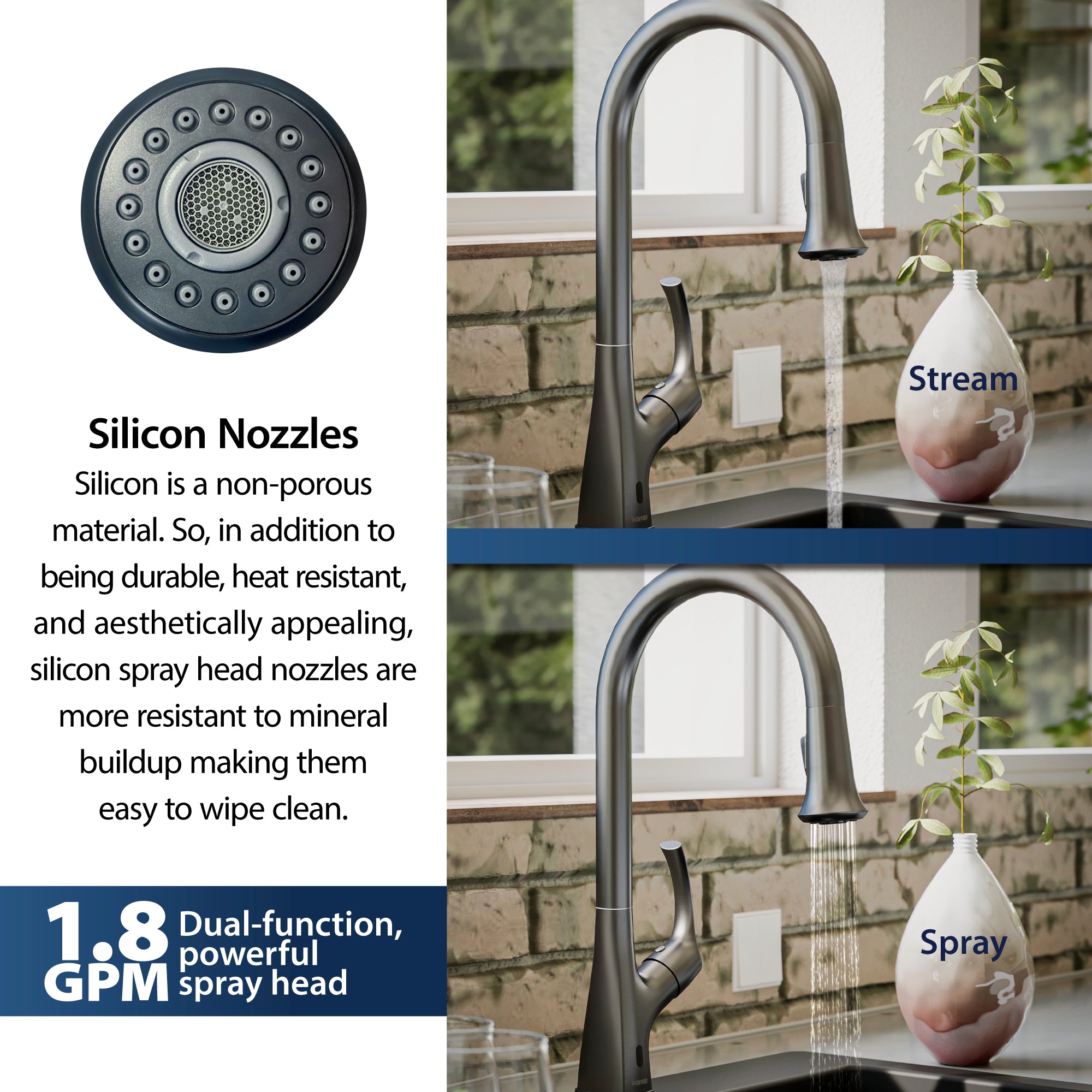 Alternate Image for Karran Chantilly 1.8 GPM Single Lever Handle Lead-free Brass ADA Touchless Kitchen Faucet, Pull-Down, Gunmetal Grey, KKF375GG