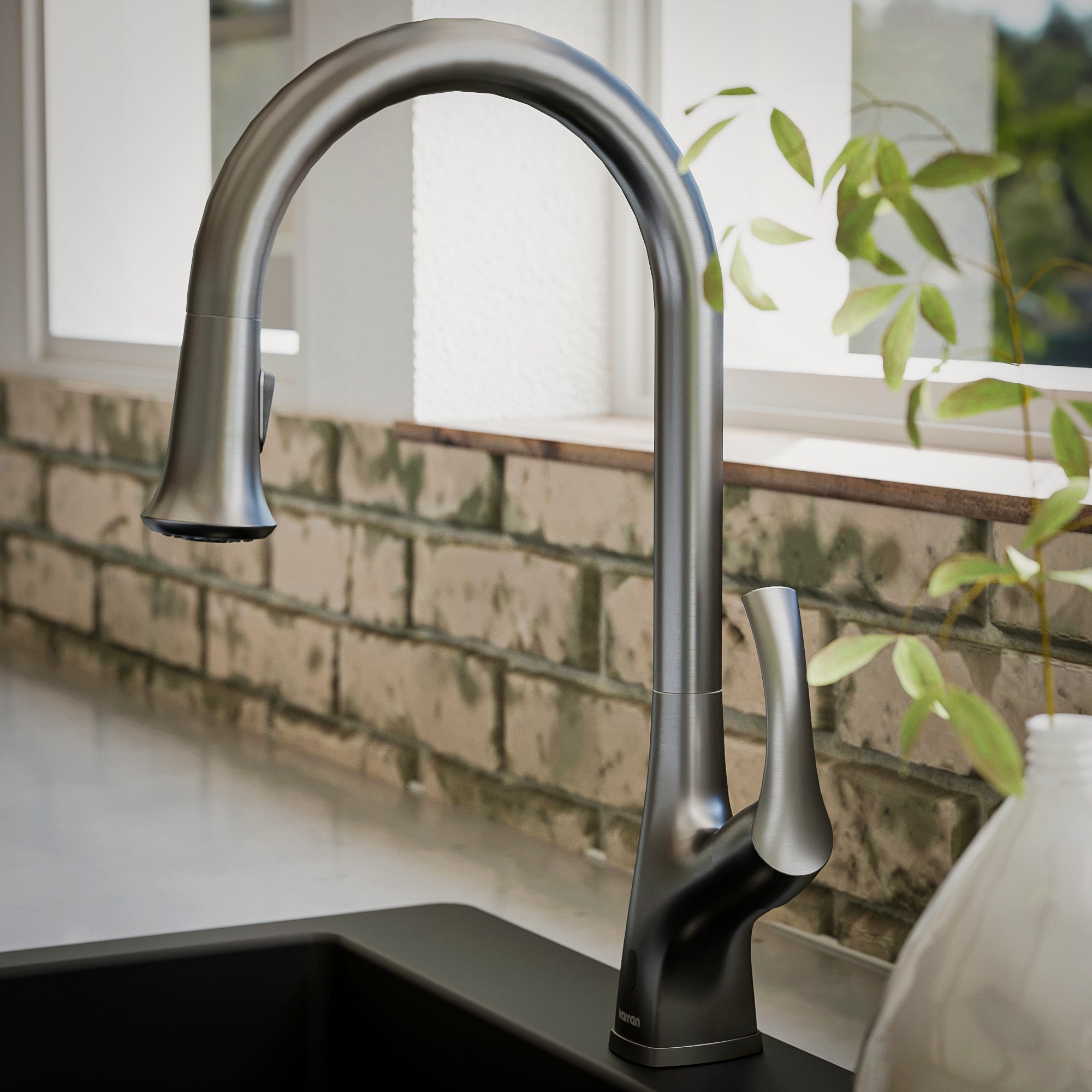 Alternate Image for Karran Chantilly 1.8 GPM Single Lever Handle Lead-free Brass ADA Touchless Kitchen Faucet, Pull-Down, Gunmetal Grey, KKF375GG