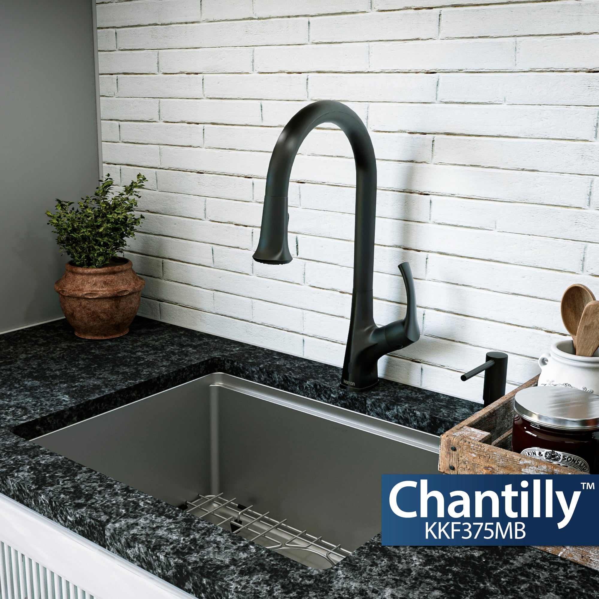 Alternate Image for Karran Chantilly 1.8 GPM Single Lever Handle Lead-free Brass ADA Touchless Kitchen Faucet, Pull-Down, Matte Black, KKF375MB
