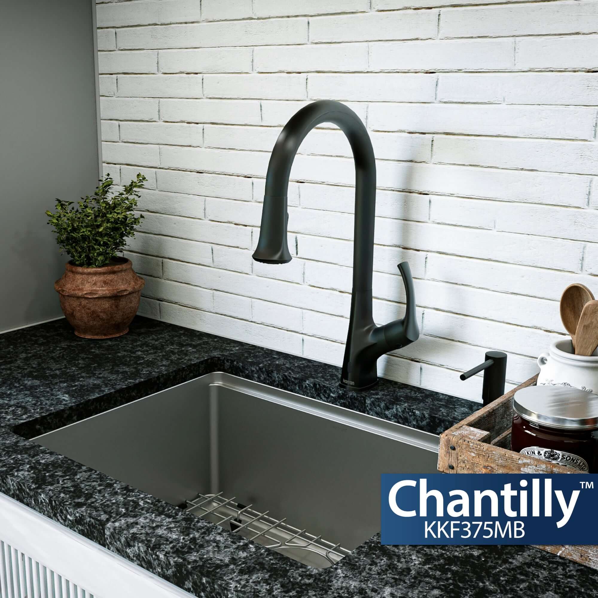 Alternate Image for Karran Chantilly 1.8 GPM Single Lever Handle Lead-free Brass ADA Touchless Kitchen Faucet, Pull-Down, Matte Black, KKF375MB