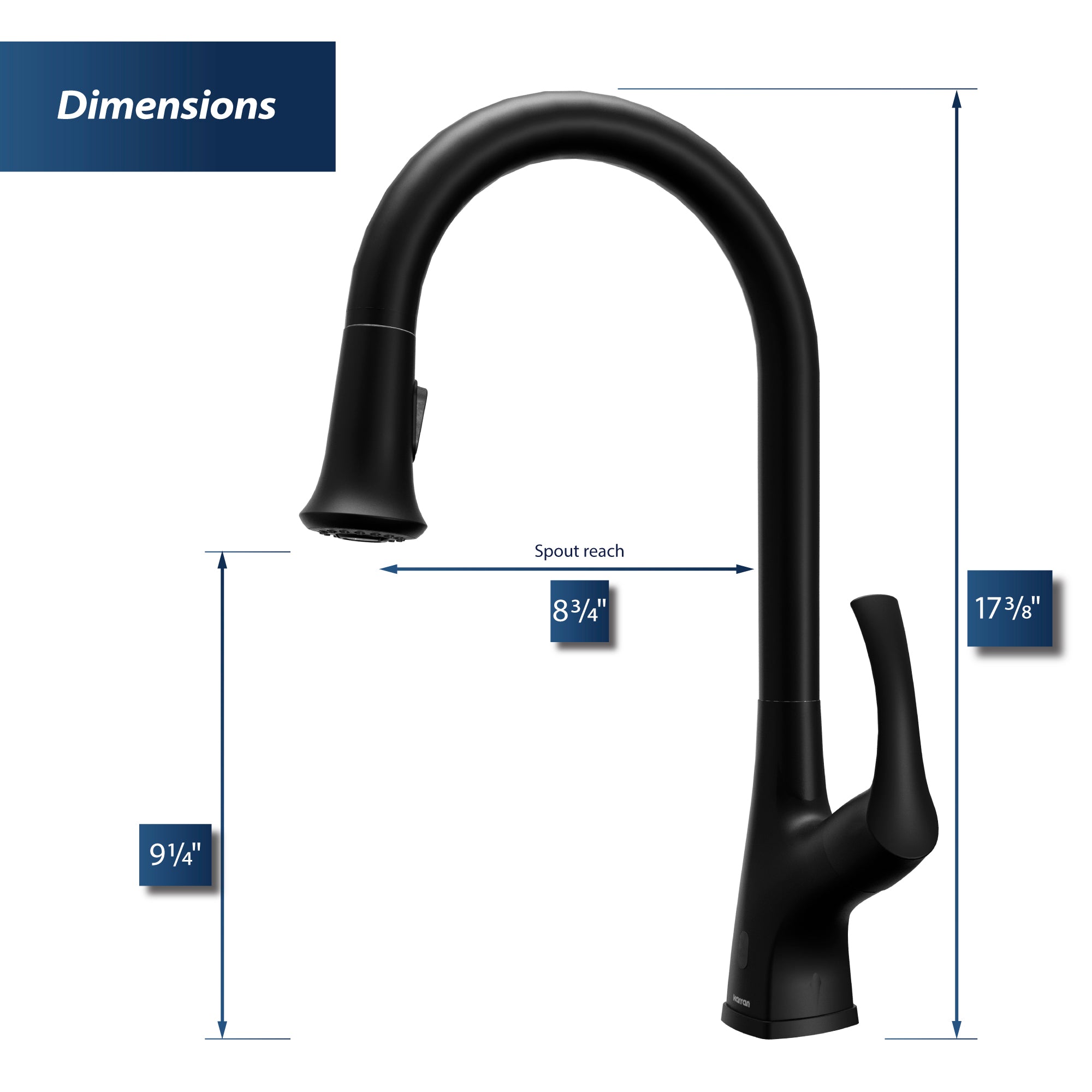 Alternate Image for Karran Chantilly 1.8 GPM Single Lever Handle Lead-free Brass ADA Touchless Kitchen Faucet, Pull-Down, Matte Black, KKF375MB