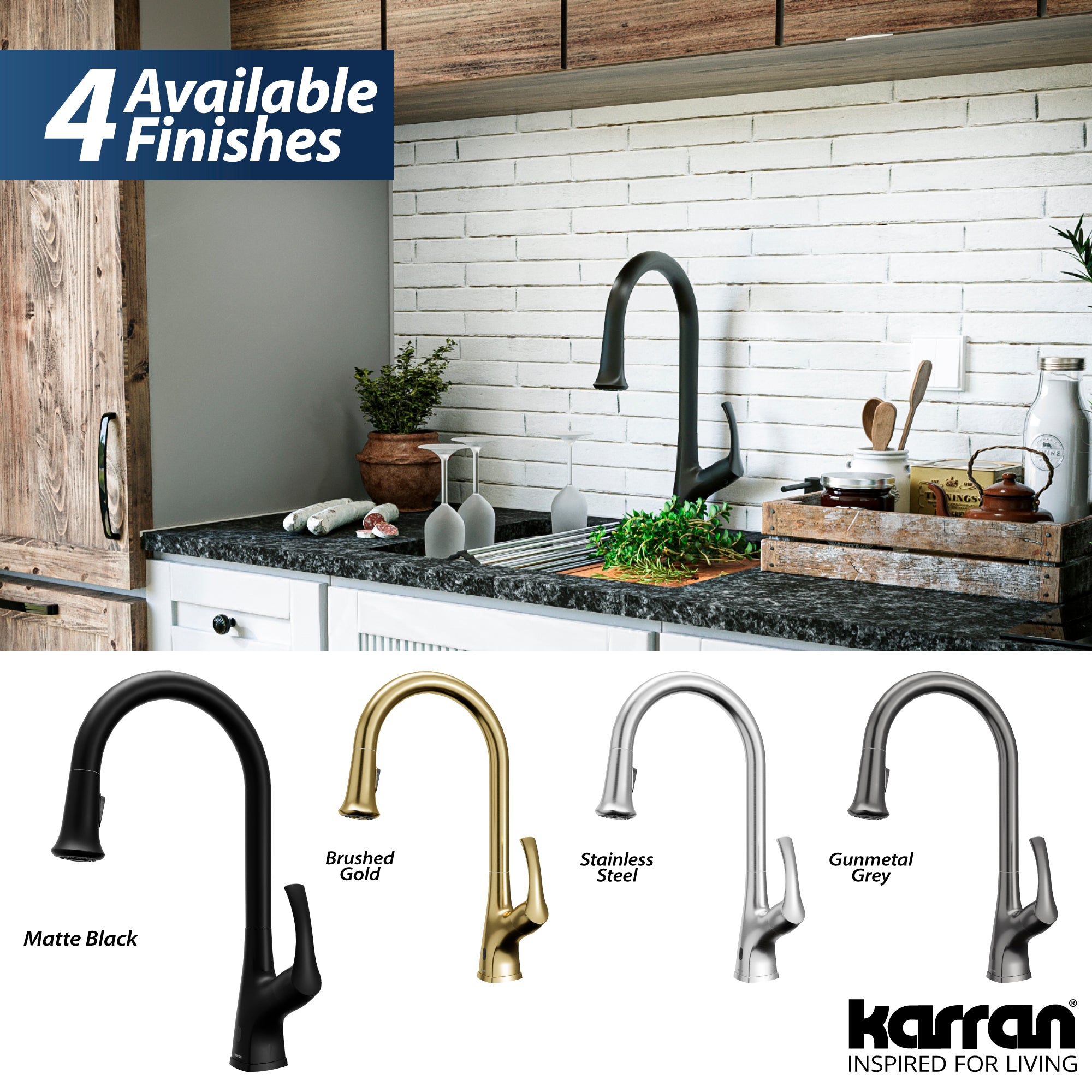 Alternate Image for Karran Chantilly 1.8 GPM Single Lever Handle Lead-free Brass ADA Touchless Kitchen Faucet, Pull-Down, Matte Black, KKF375MB