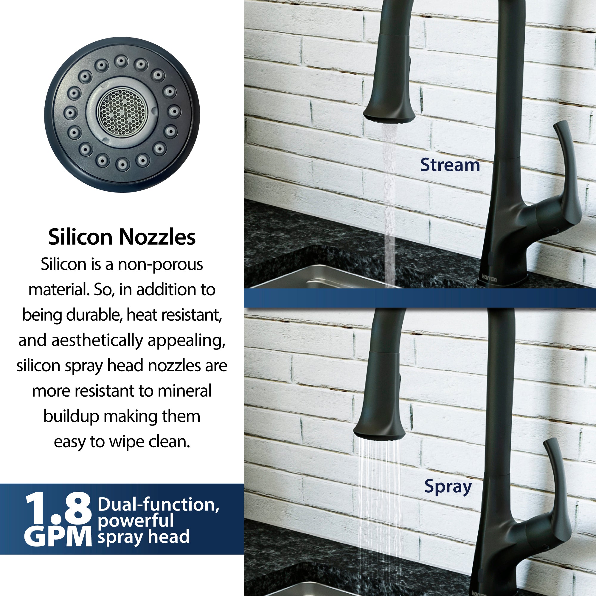 Alternate Image for Karran Chantilly 1.8 GPM Single Lever Handle Lead-free Brass ADA Touchless Kitchen Faucet, Pull-Down, Matte Black, KKF375MB