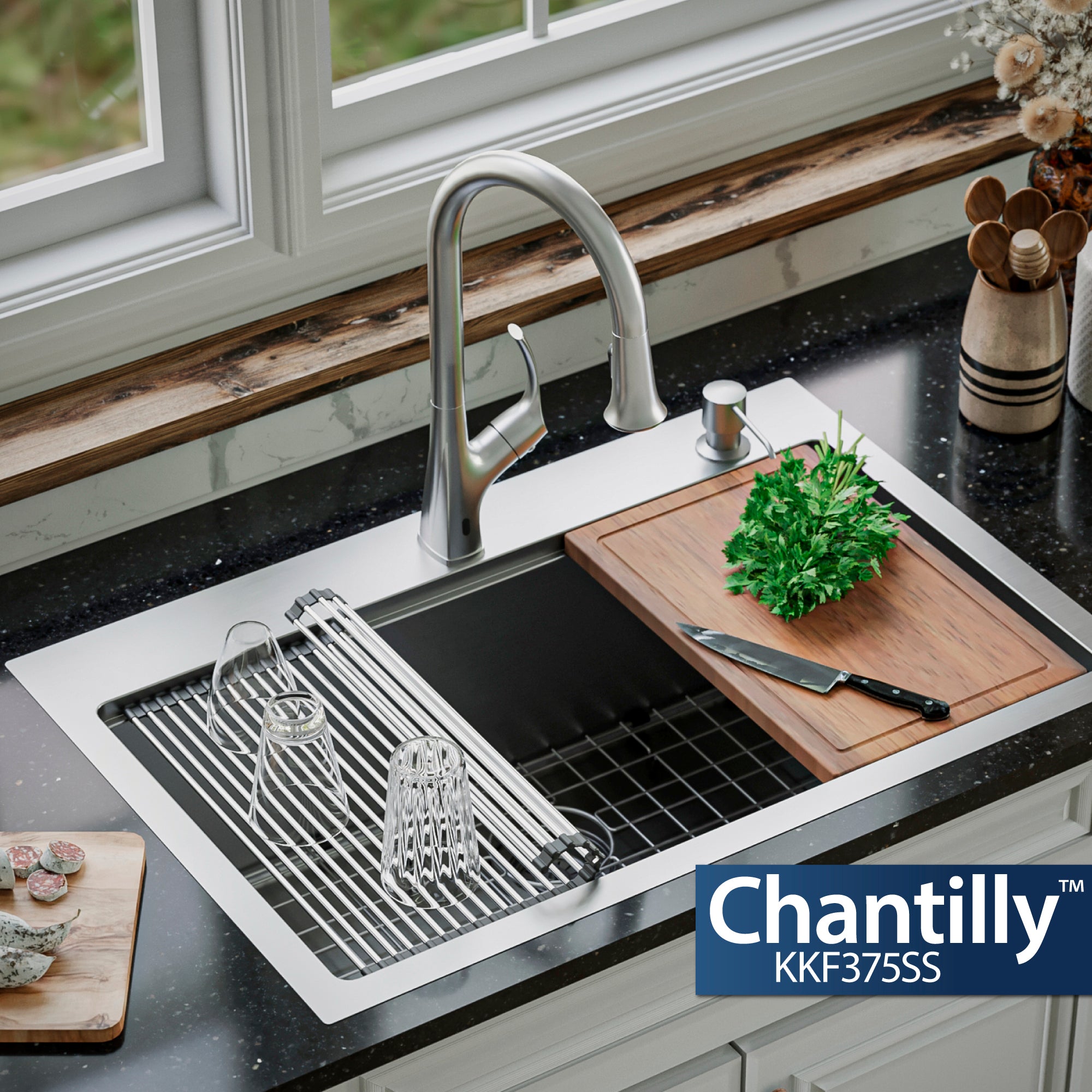 Alternate Image for Karran Chantilly 1.8 GPM Single Lever Handle Lead-free Brass ADA Touchless Kitchen Faucet, Pull-Down, Stainless Steel, KKF375SS