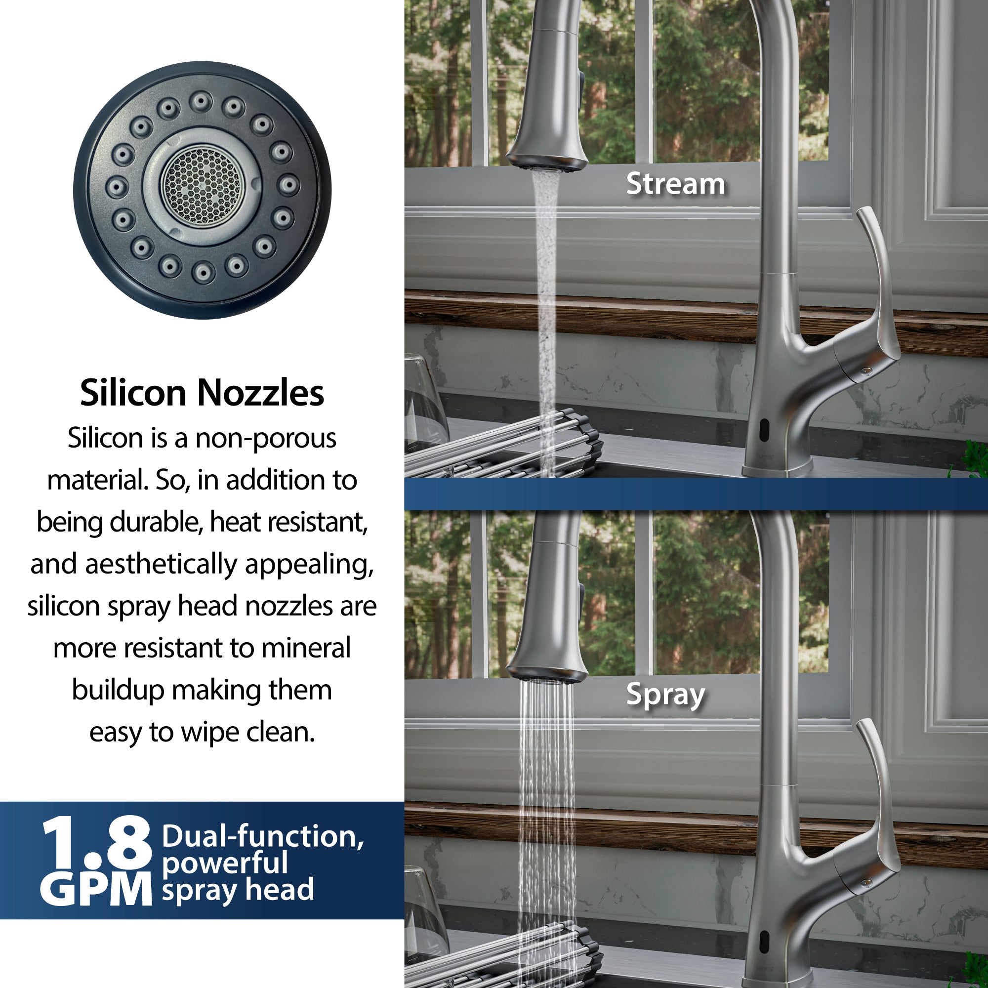 Alternate Image for Karran Chantilly 1.8 GPM Single Lever Handle Lead-free Brass ADA Touchless Kitchen Faucet, Pull-Down, Stainless Steel, KKF375SS