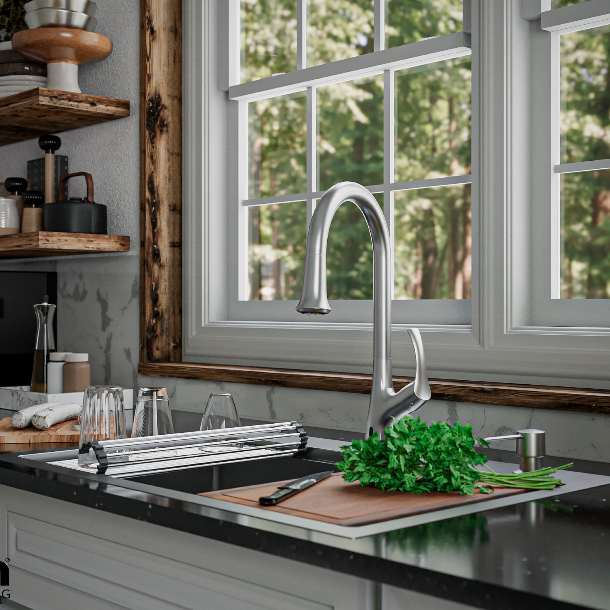 Alternate Image for Karran Chantilly 1.8 GPM Single Lever Handle Lead-free Brass ADA Touchless Kitchen Faucet, Pull-Down, Stainless Steel, KKF375SS