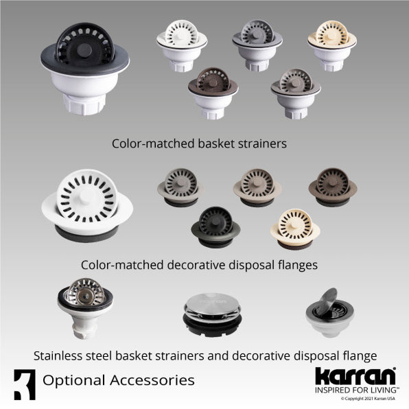 Alternate Image for Karran 32" Undermount Quartz Composite Kitchen Sink, Grey, QU-712-GR-PK1