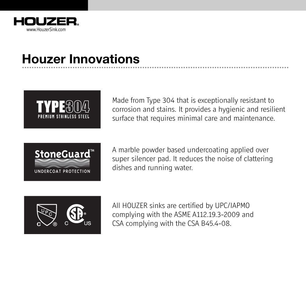 Alternate Image for Houzer Legend 32" Stainless Steel Topmount 4-hole 50/50 Double Bowl Corner Kitchen Sink with Strainer & Grid - 20 Gauge, LCR-3221-C