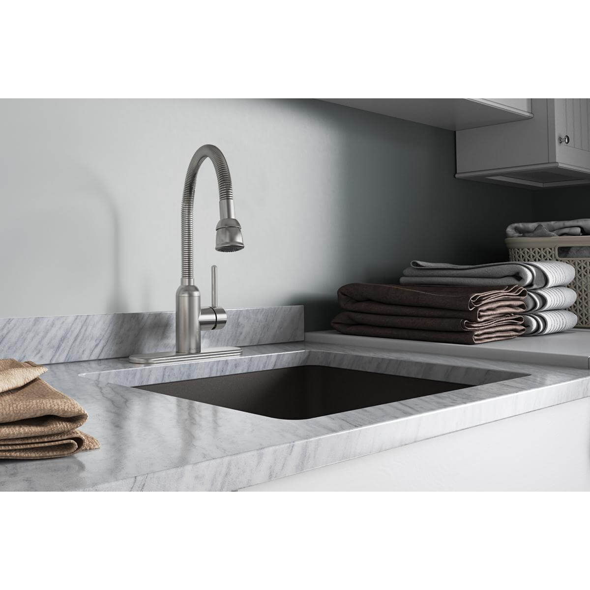 Alternate Image for Elkay Pursuit 1.5/2.2 GPM Forward Only Lever Handle Flexible Spout Spout Brass ADA Laundry Faucet, Lustrous Steel, LK2500LS